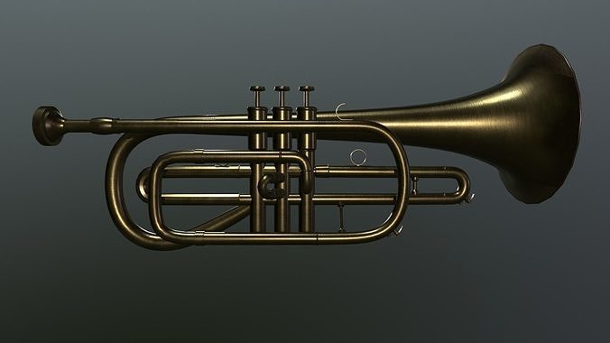 Cornet 3d model lowpoly brass trumpet Low-poly 3D model