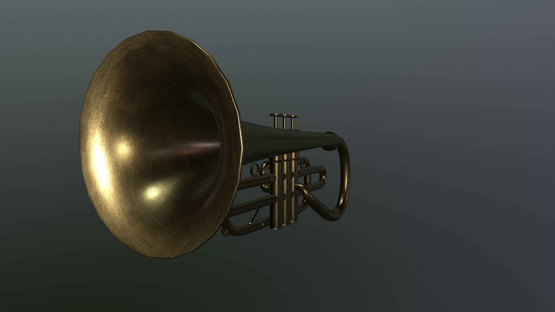 Cornet 3d model lowpoly brass trumpet Low-poly 3D model_5