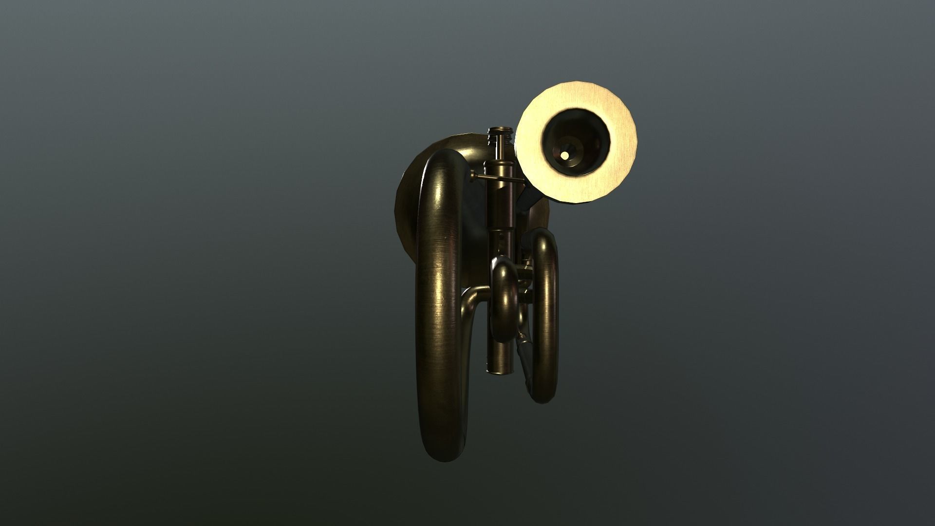 Cornet 3d model lowpoly brass trumpet Low-poly 3D model_4