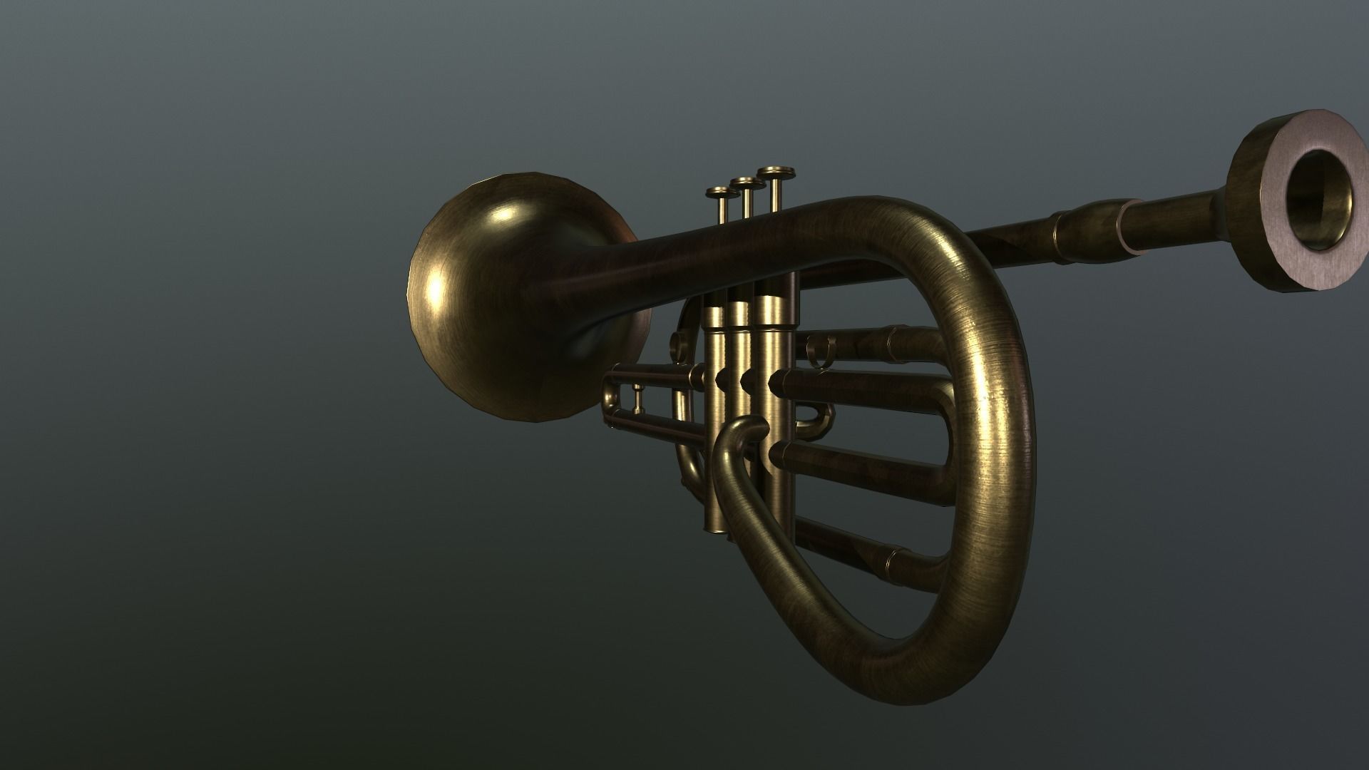 Cornet 3d model lowpoly brass trumpet Low-poly 3D model_3