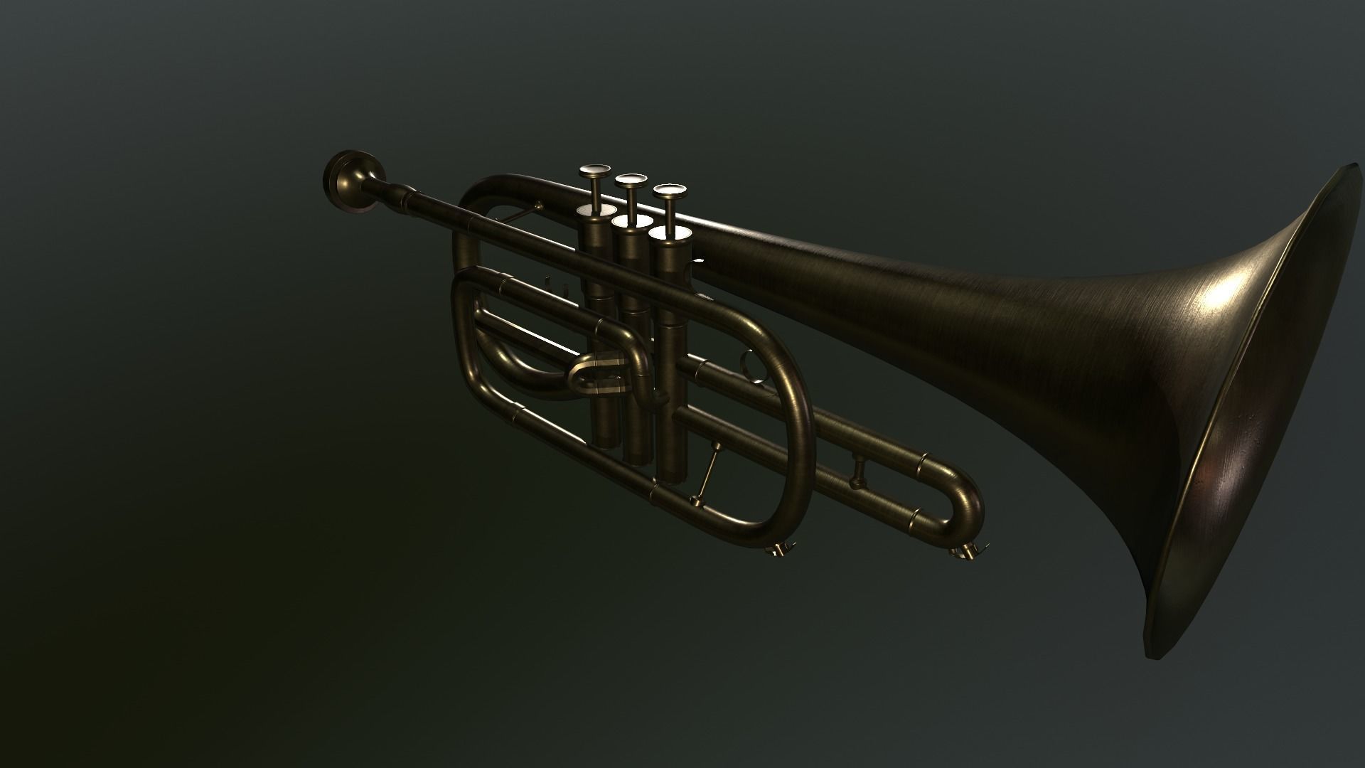 Cornet 3d model lowpoly brass trumpet Low-poly 3D model_2