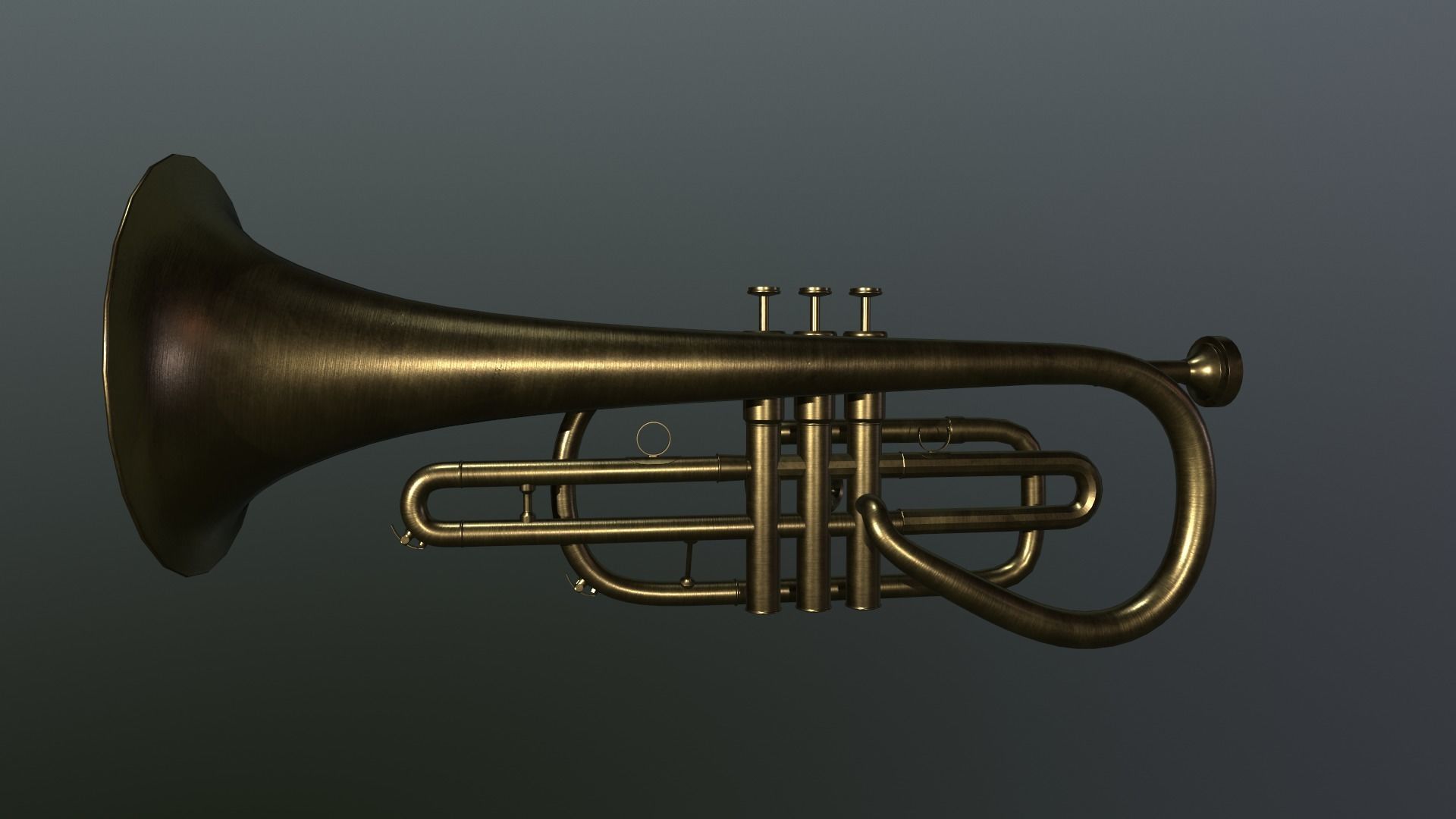 Cornet 3d model lowpoly brass trumpet Low-poly 3D model_6