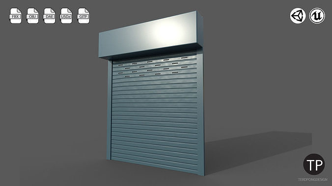Metal industrial door Low-poly 3D model