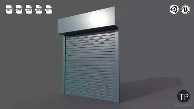 Metal industrial door Low-poly 3D model