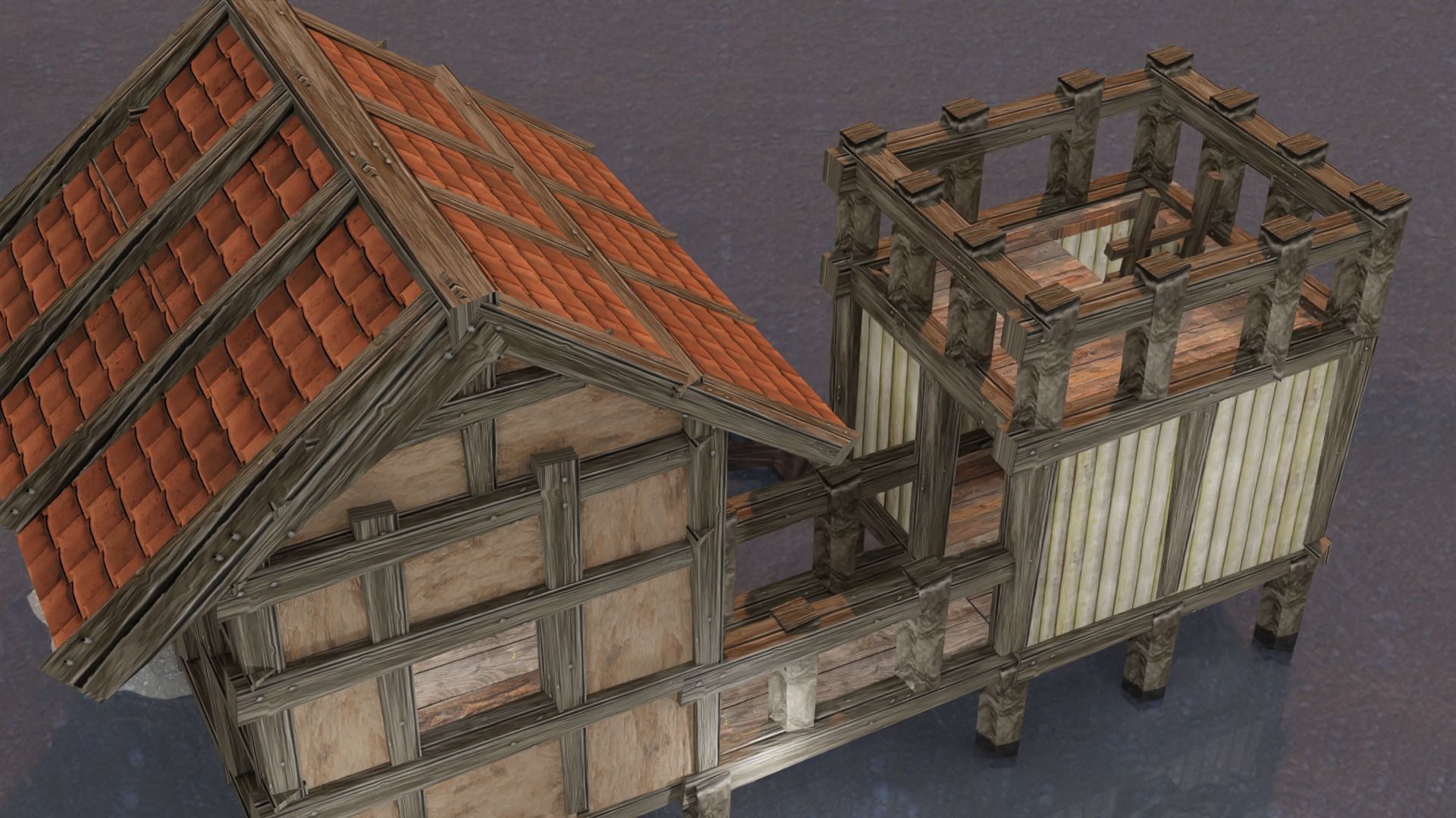 Photo realistic Medieval House with Seperate Room Low-poly 3D model_2