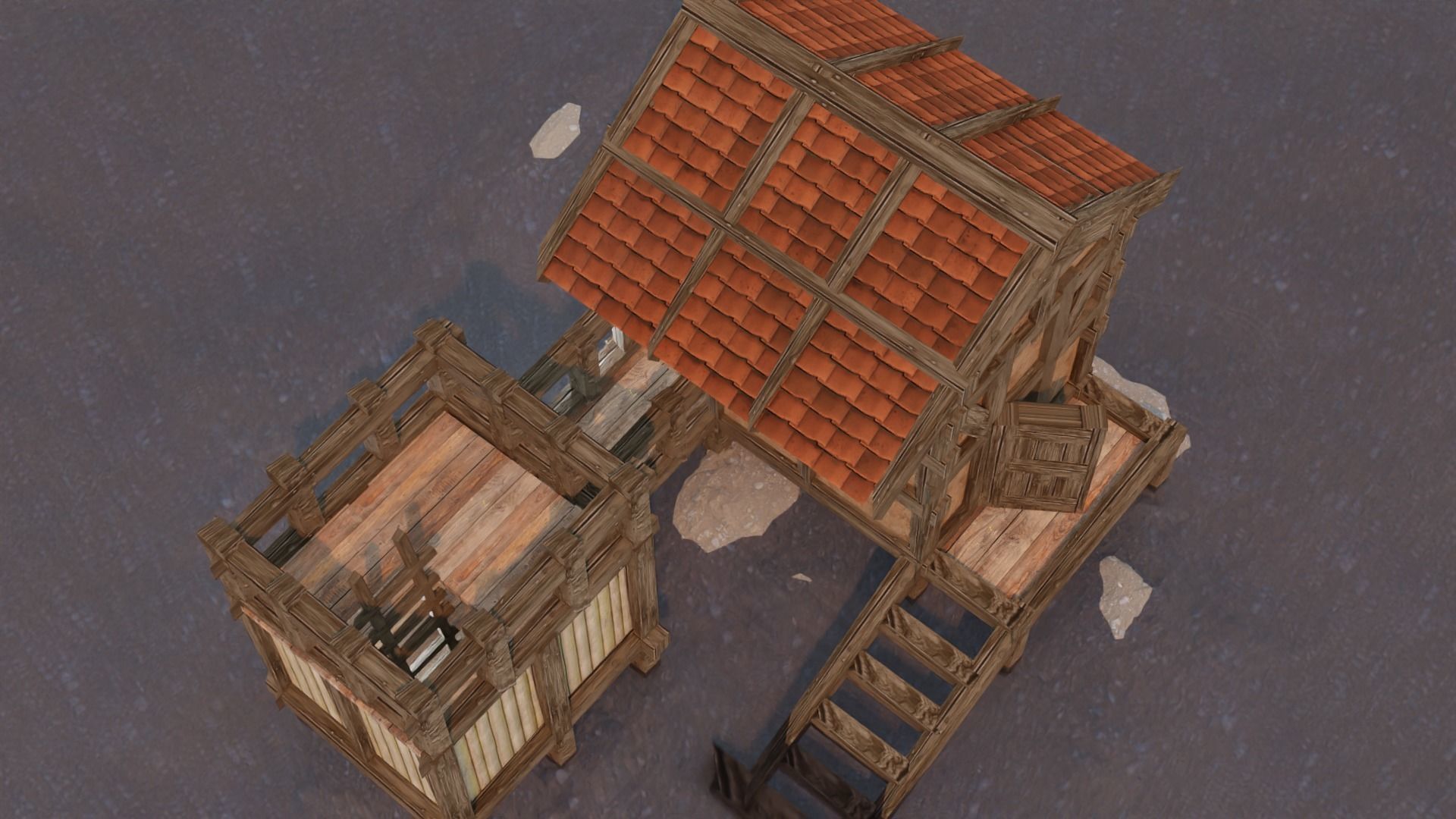 Photo realistic Medieval House with Seperate Room Low-poly 3D model_5