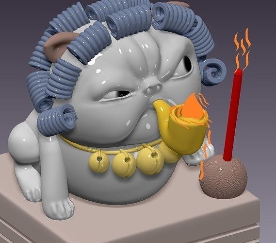 INCENSE BASE - THE ANGRY CAT WITH TOBACCO PIPE 3D print model