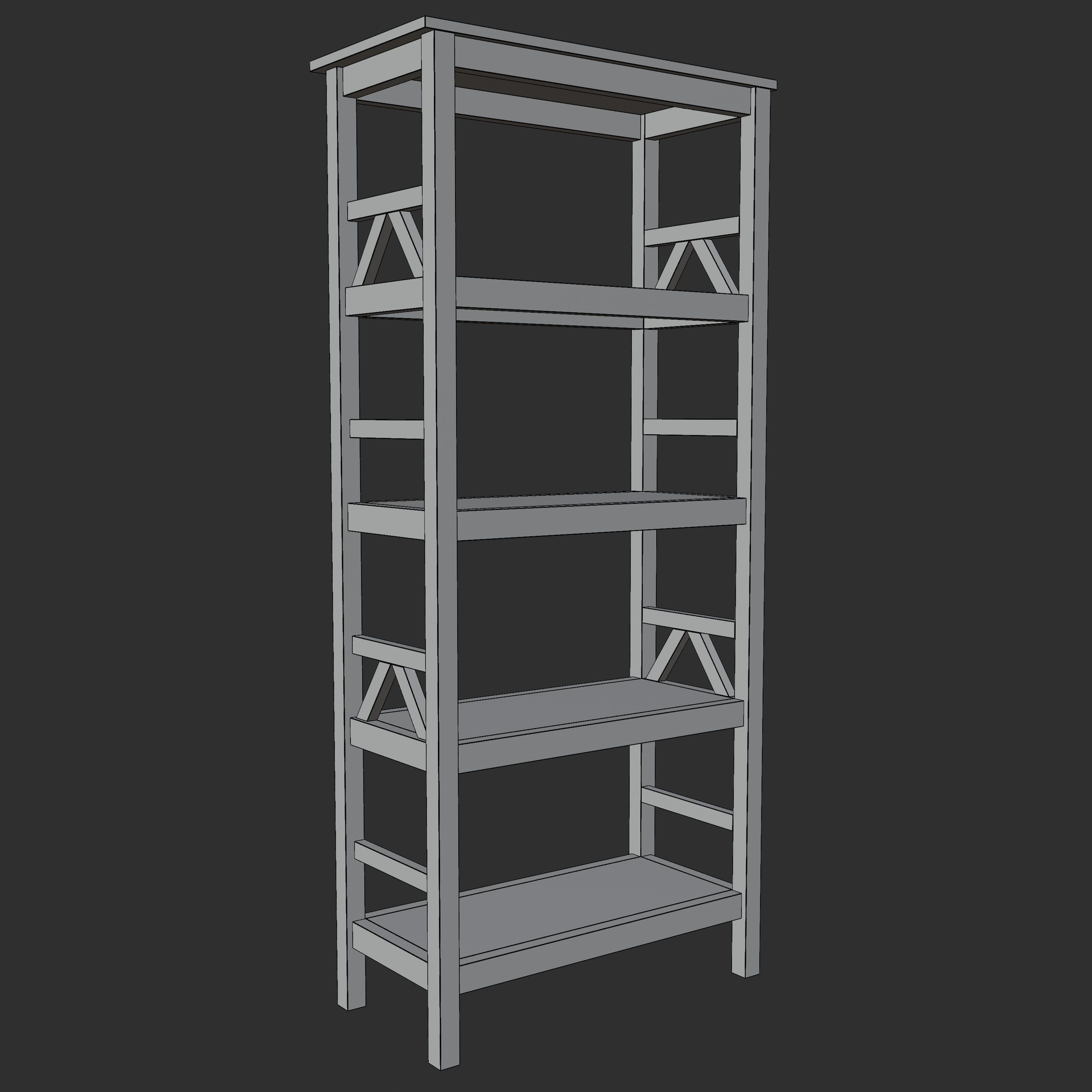 Linon Titian Rustic Bookcase 3D model_3