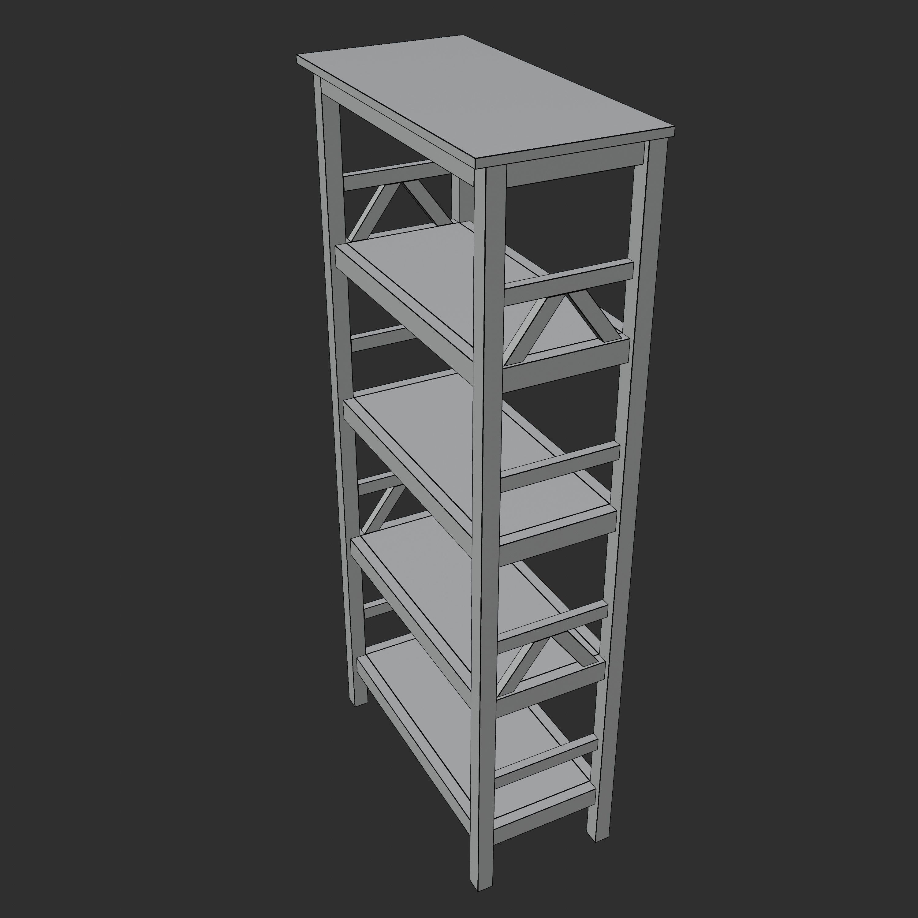 Linon Titian Rustic Bookcase 3D model_5