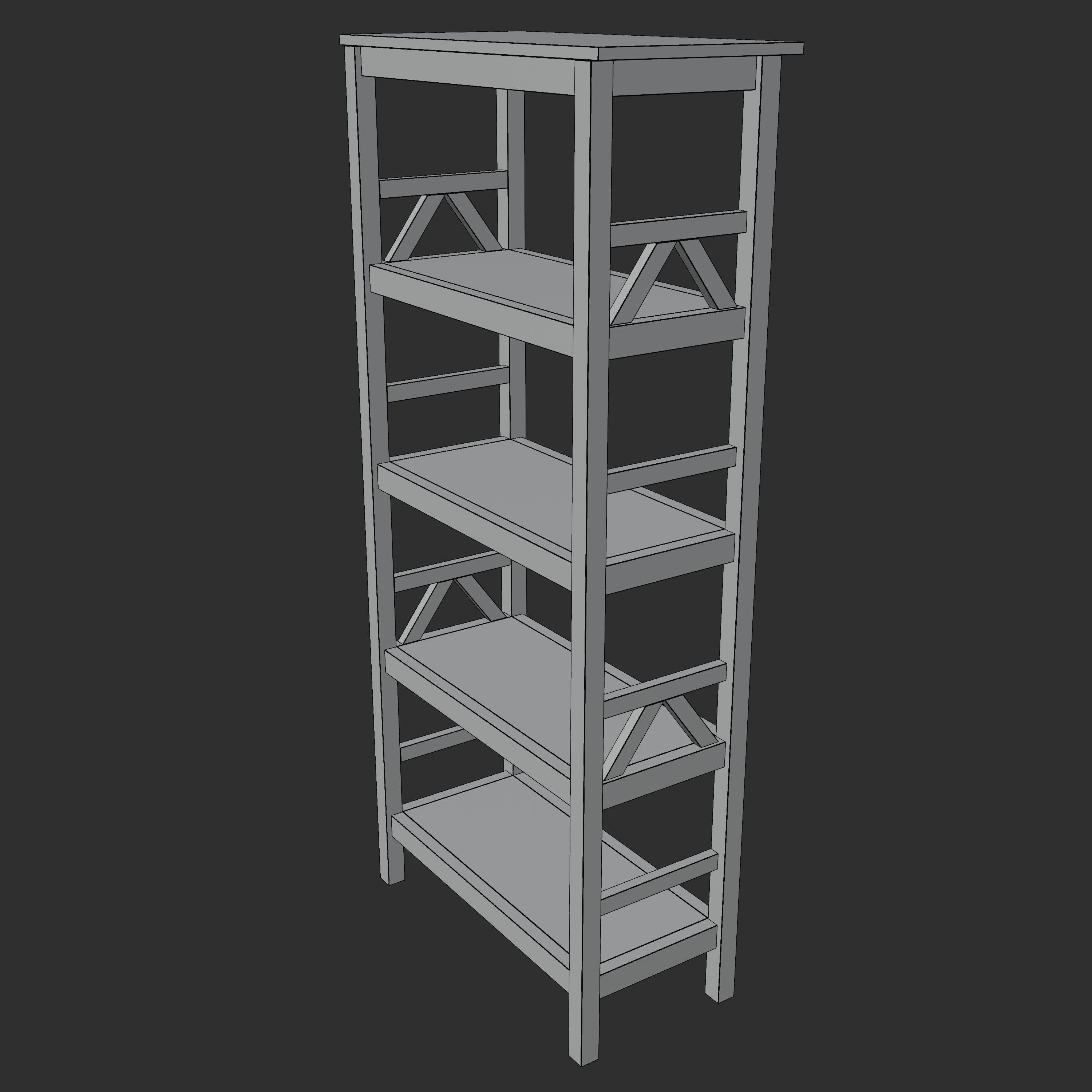 Linon Titian Rustic Bookcase 3D model_1