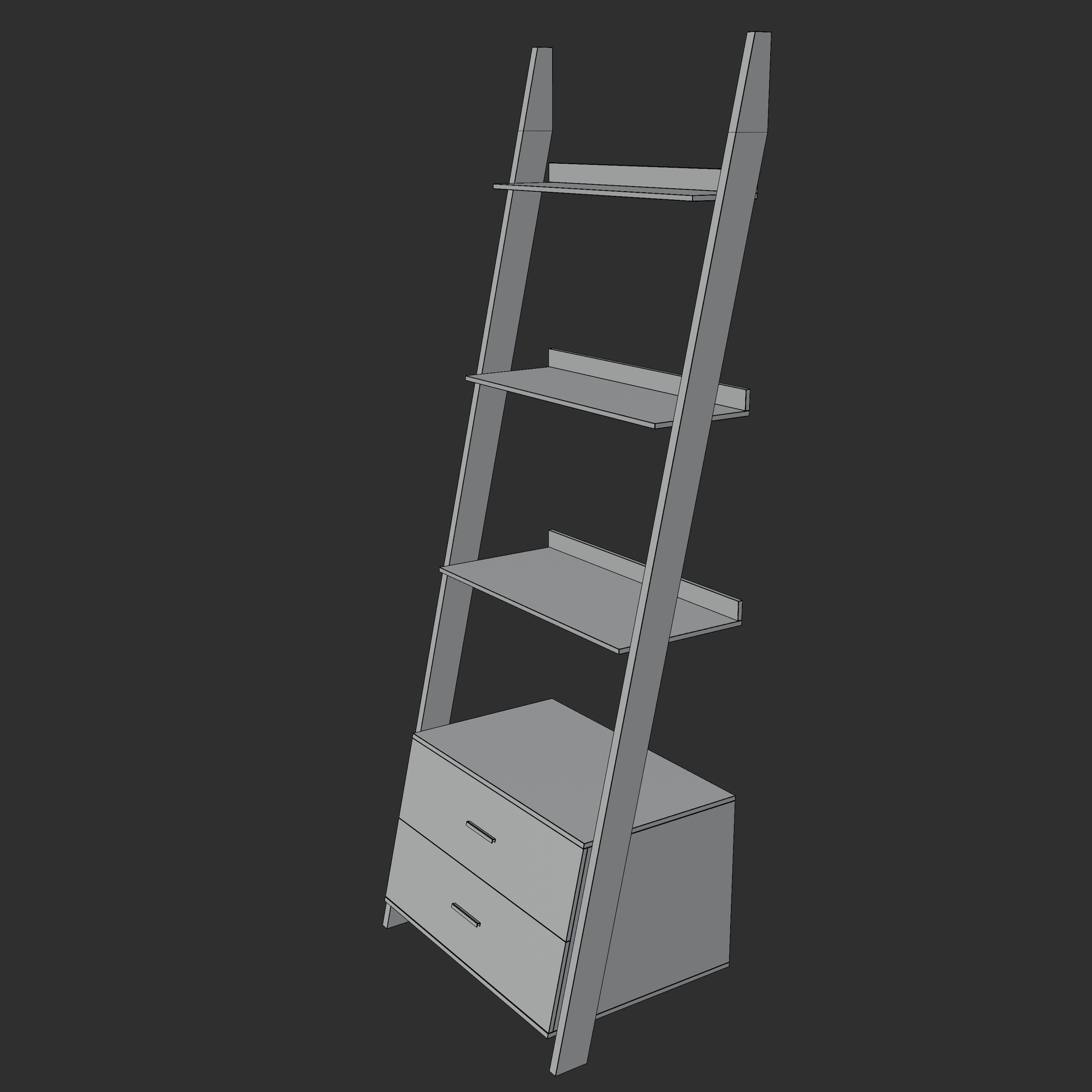 Monarch 4 Shelf Ladder Bookcase 3D model_1