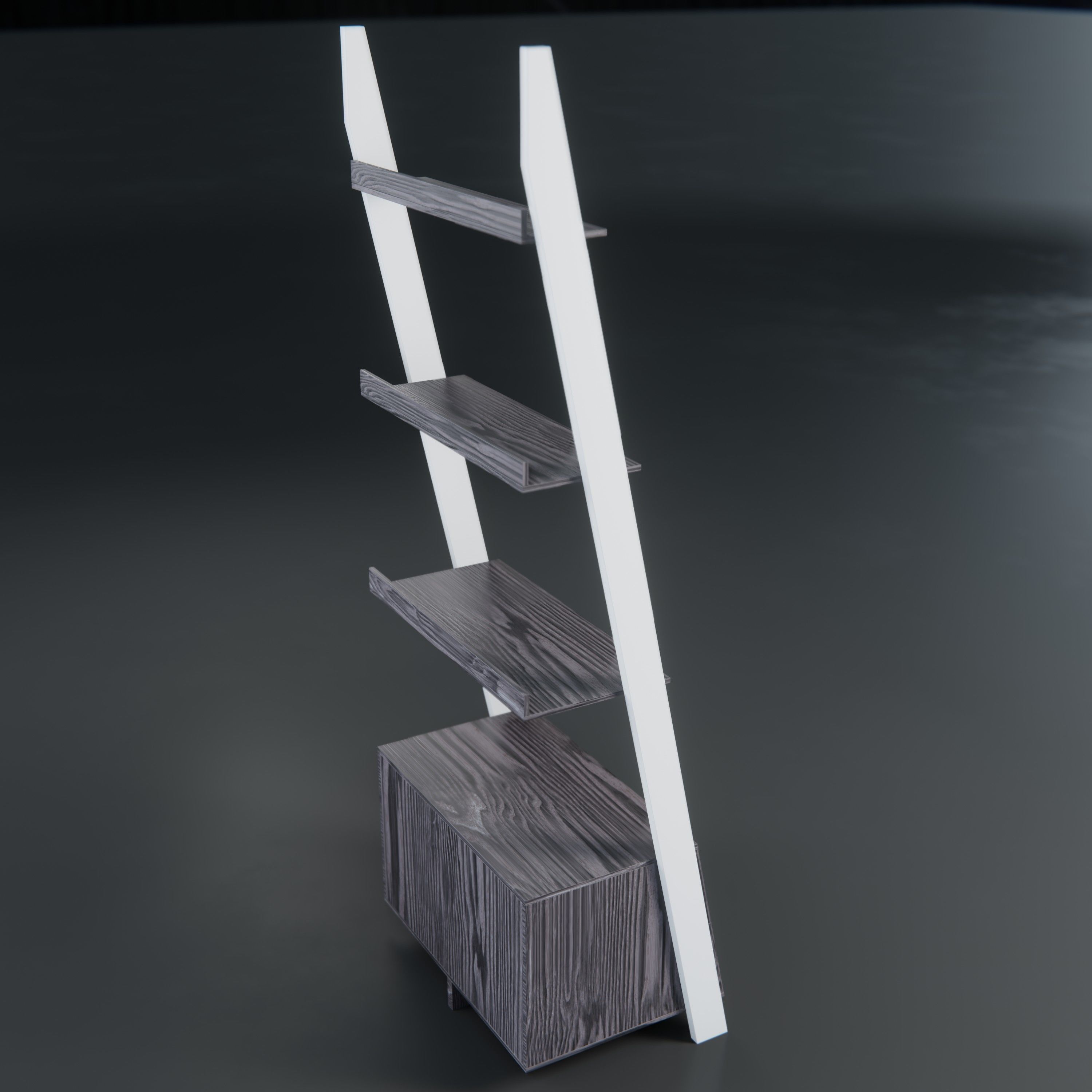 Monarch 4 Shelf Ladder Bookcase 3D model_4
