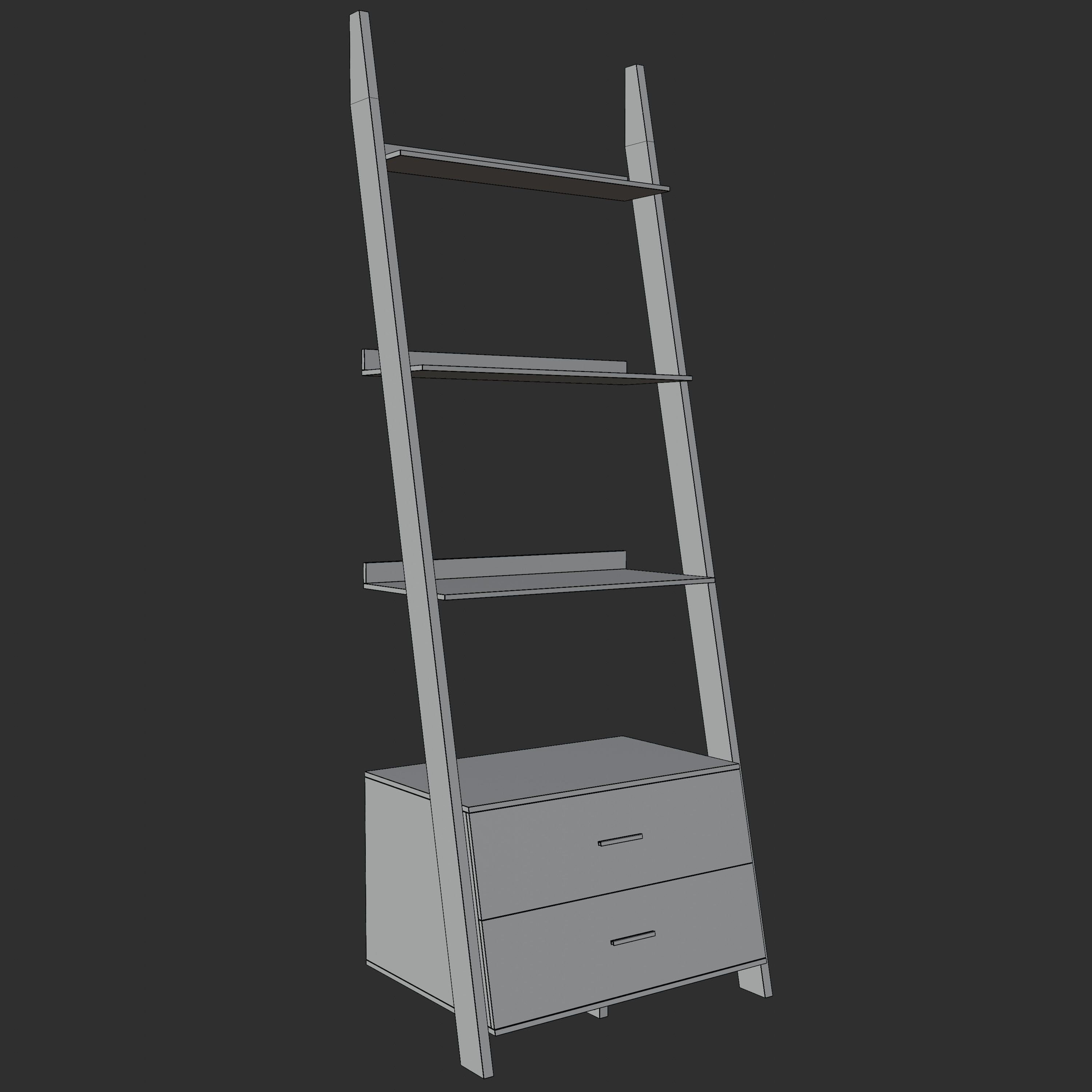 Monarch 4 Shelf Ladder Bookcase 3D model_3