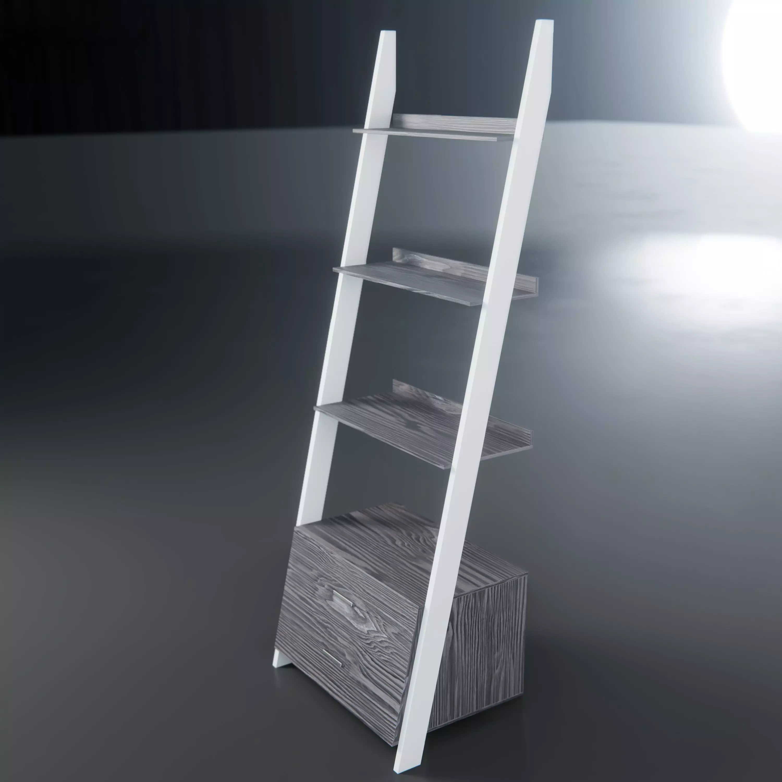 Monarch 4 Shelf Ladder Bookcase 3D model_0
