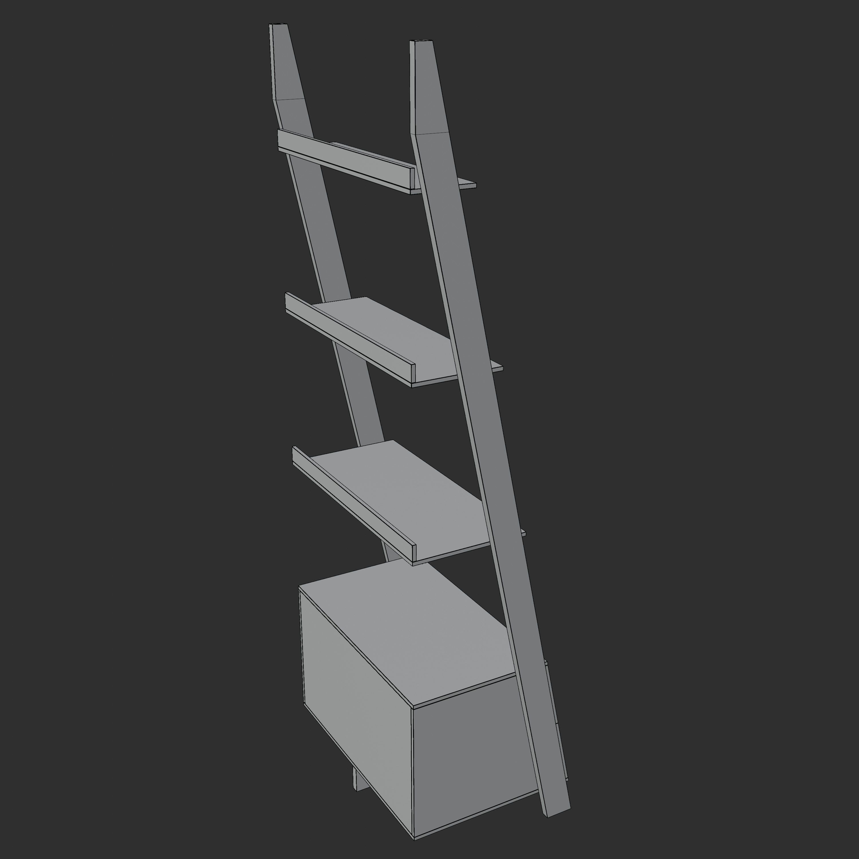 Monarch 4 Shelf Ladder Bookcase 3D model_5