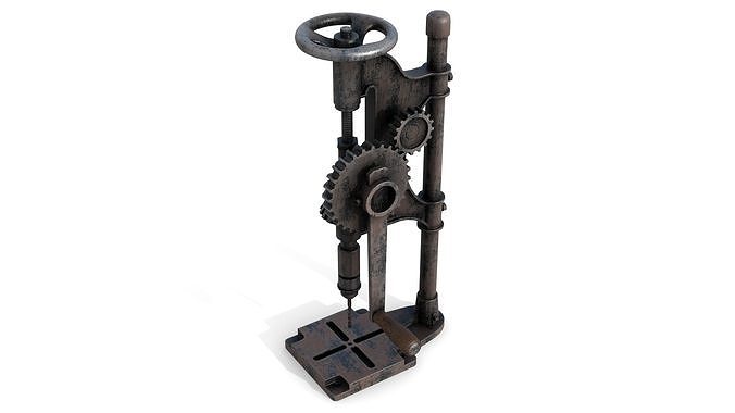 Rusty Metal Drilling Machine Low-poly 3D model