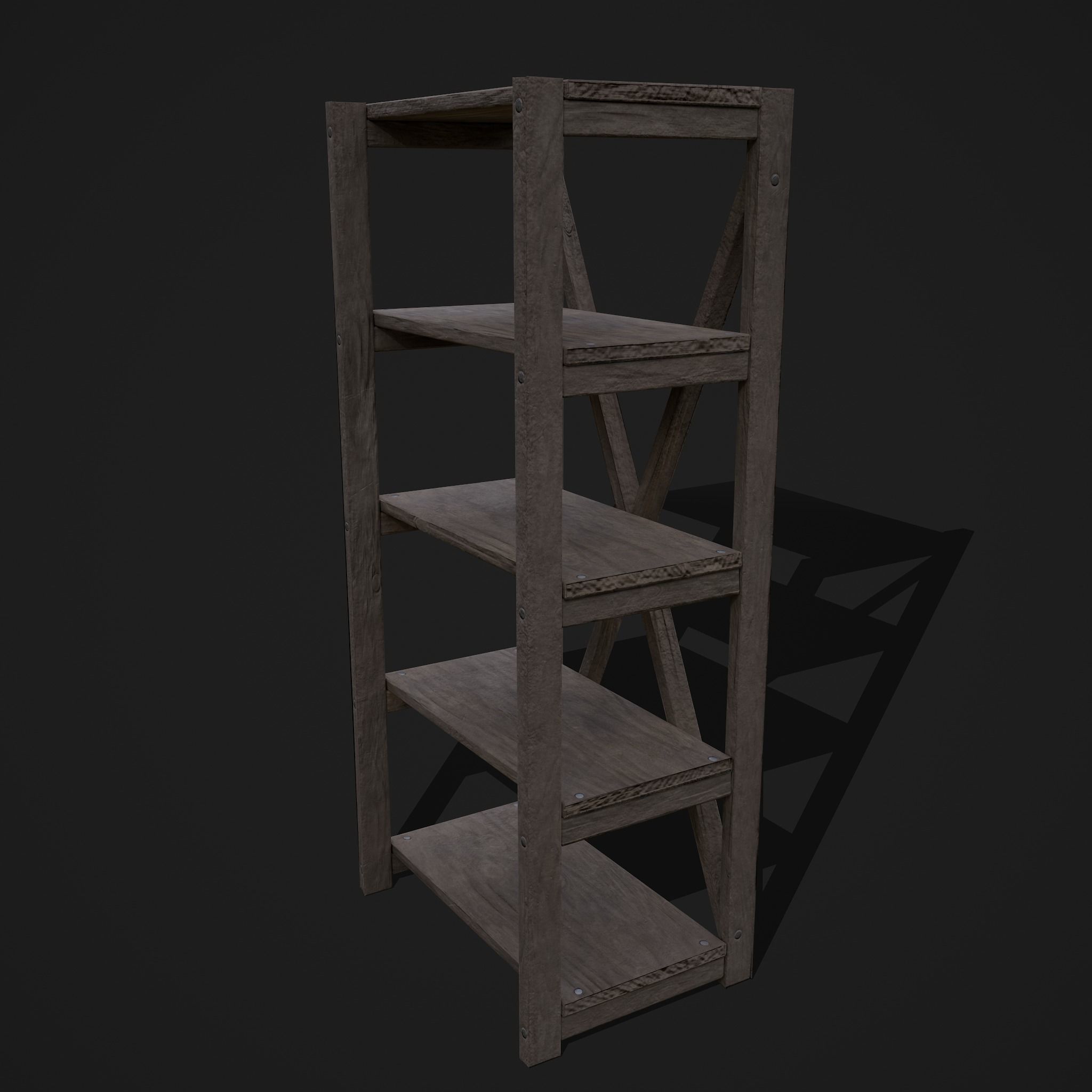 Pottery Shelf Slim Low-poly 3D model_19