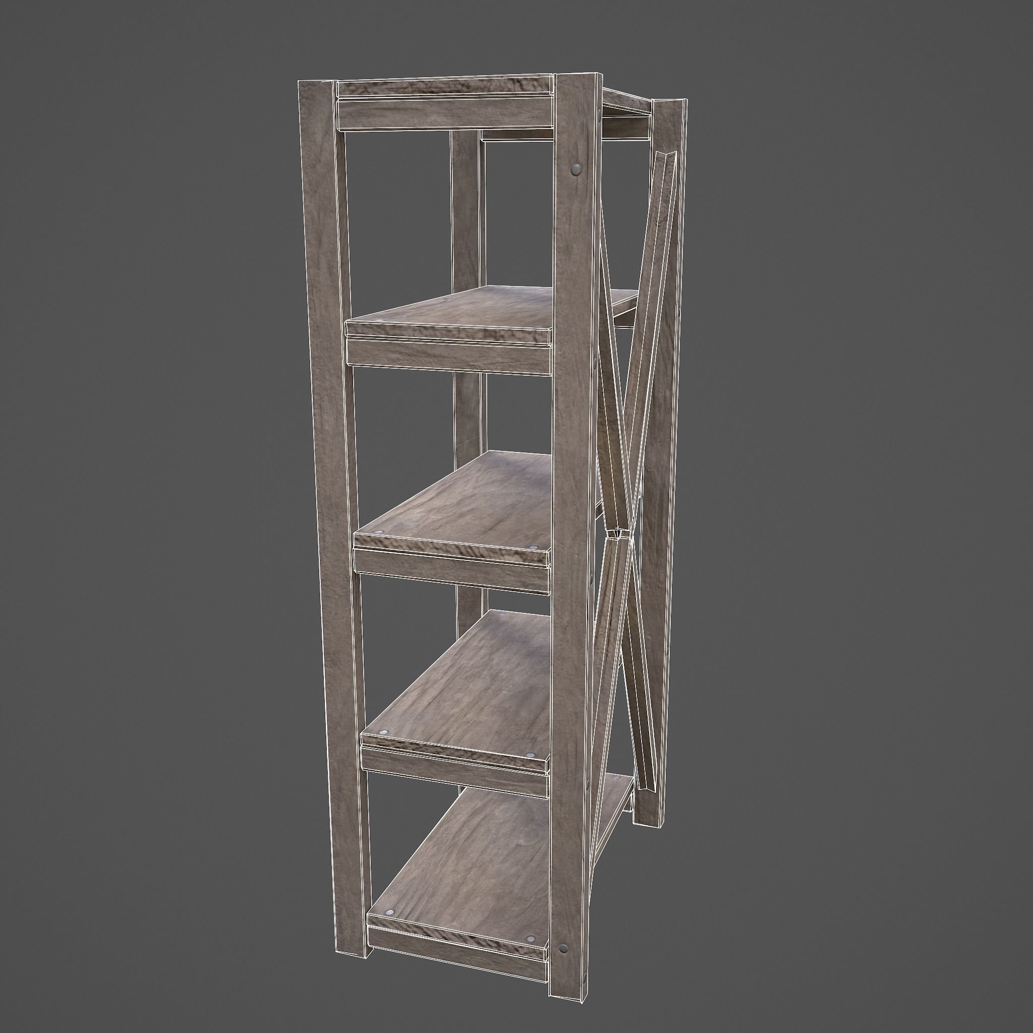Pottery Shelf Slim Low-poly 3D model_37