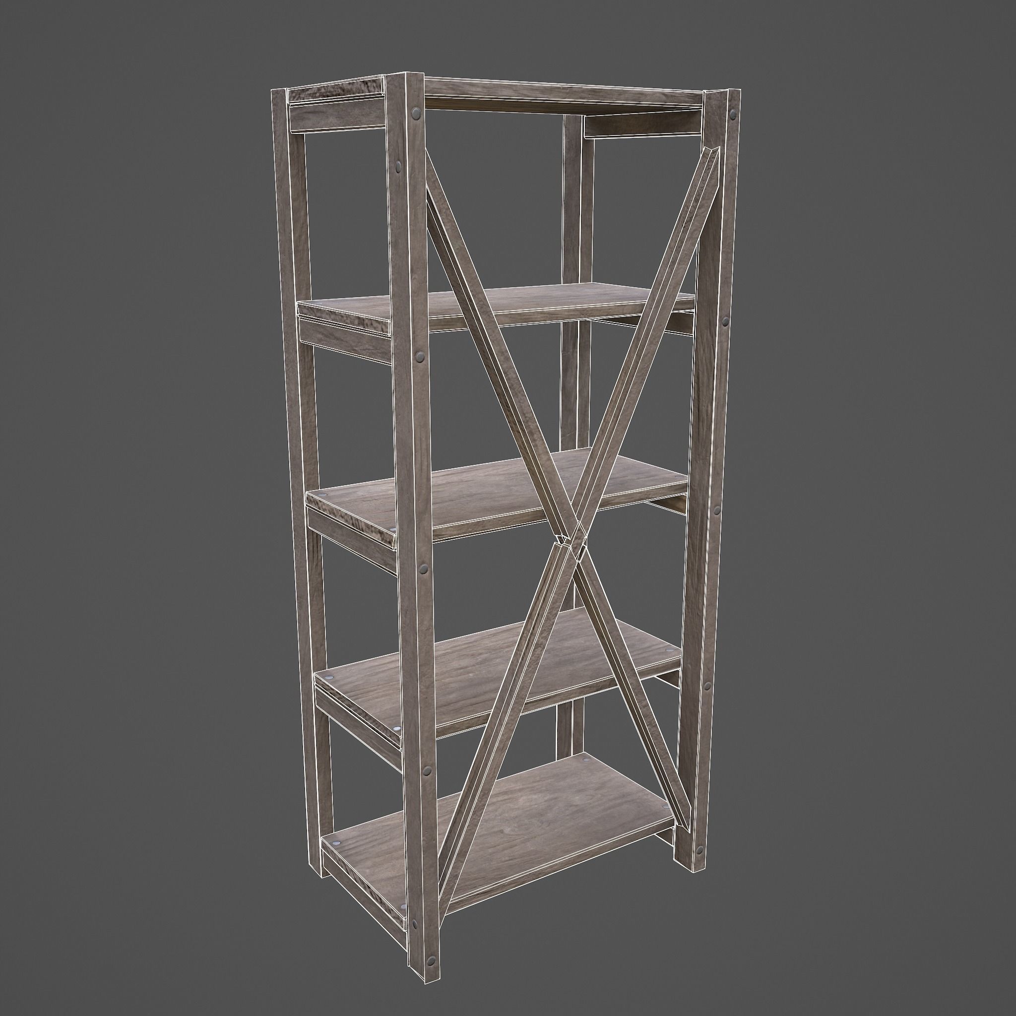Pottery Shelf Slim Low-poly 3D model_35