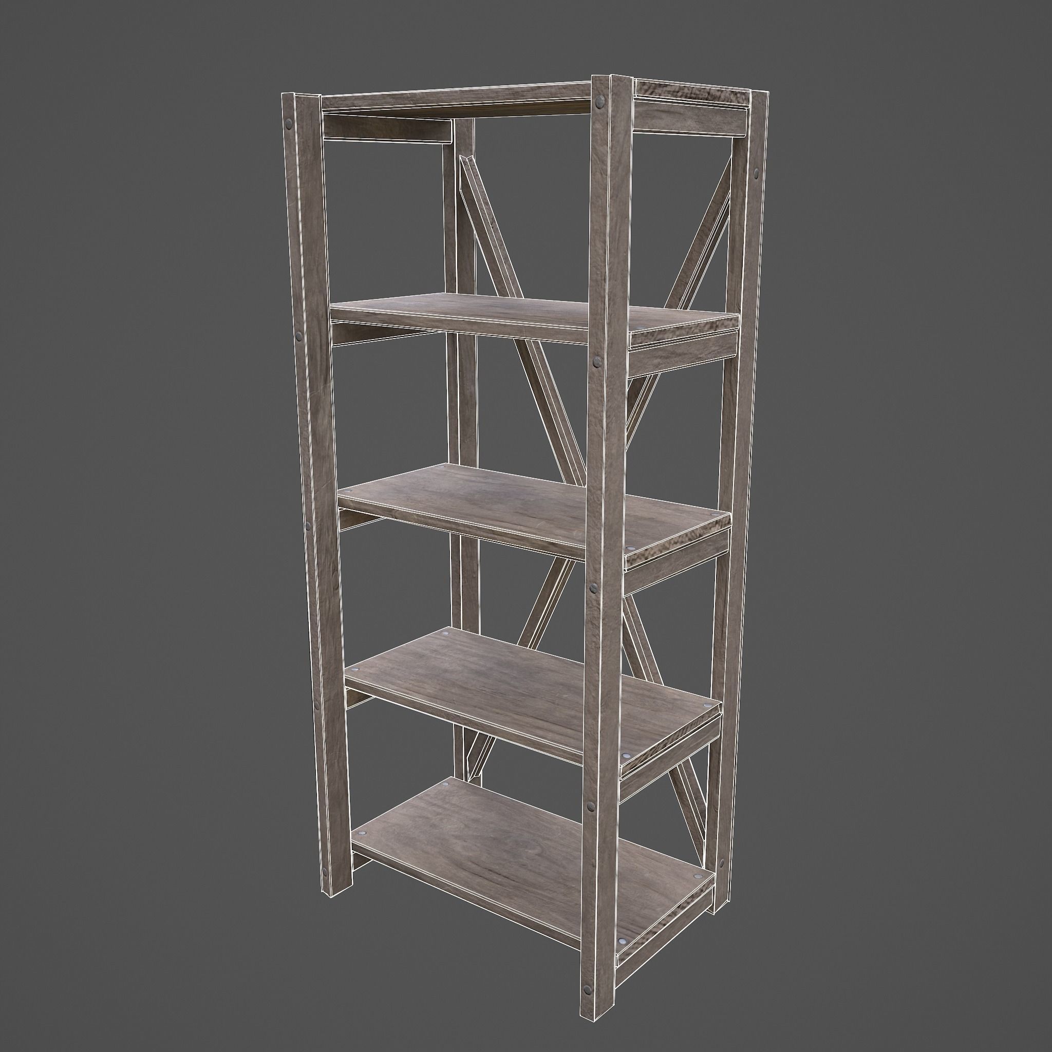 Pottery Shelf Slim Low-poly 3D model_41