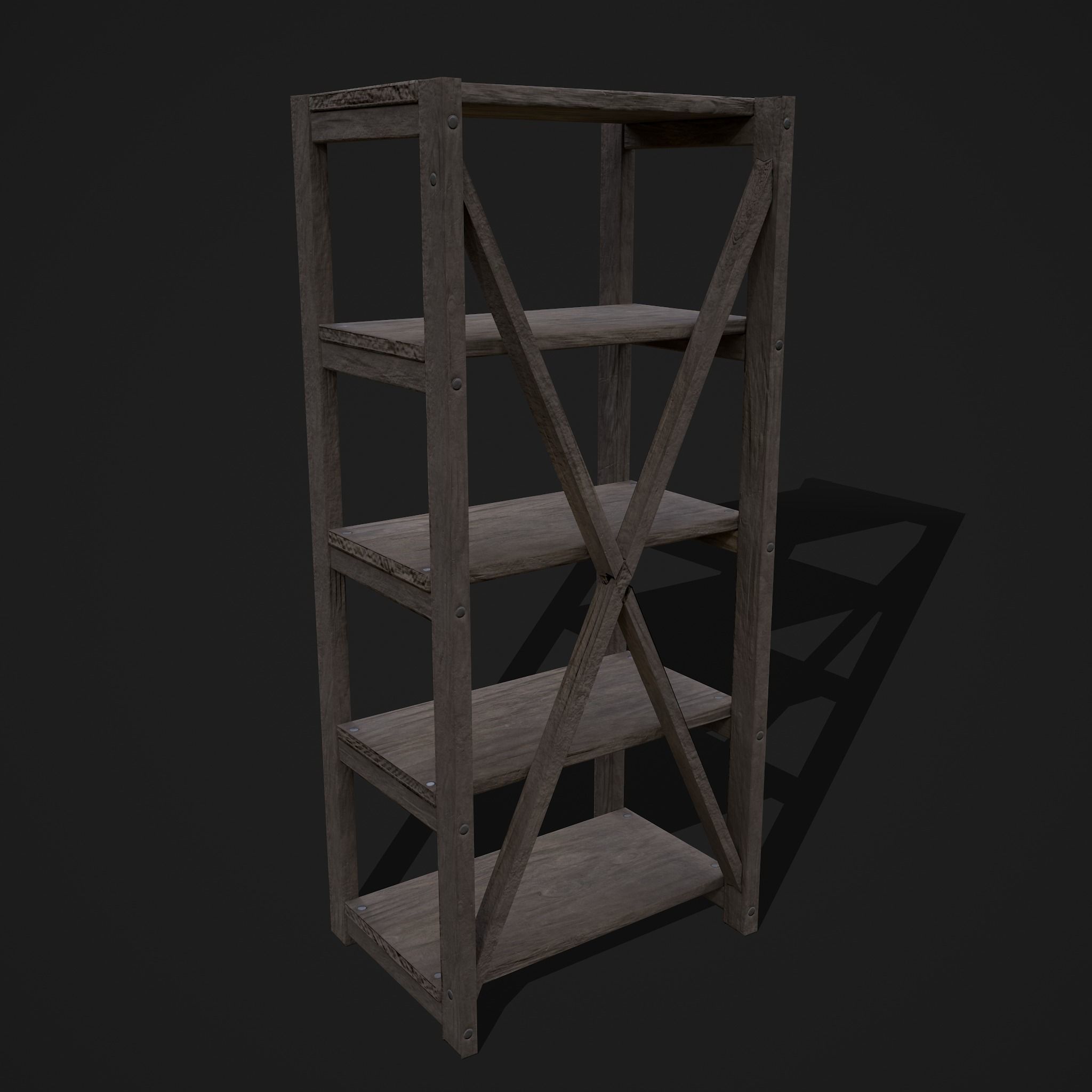 Pottery Shelf Slim Low-poly 3D model_14