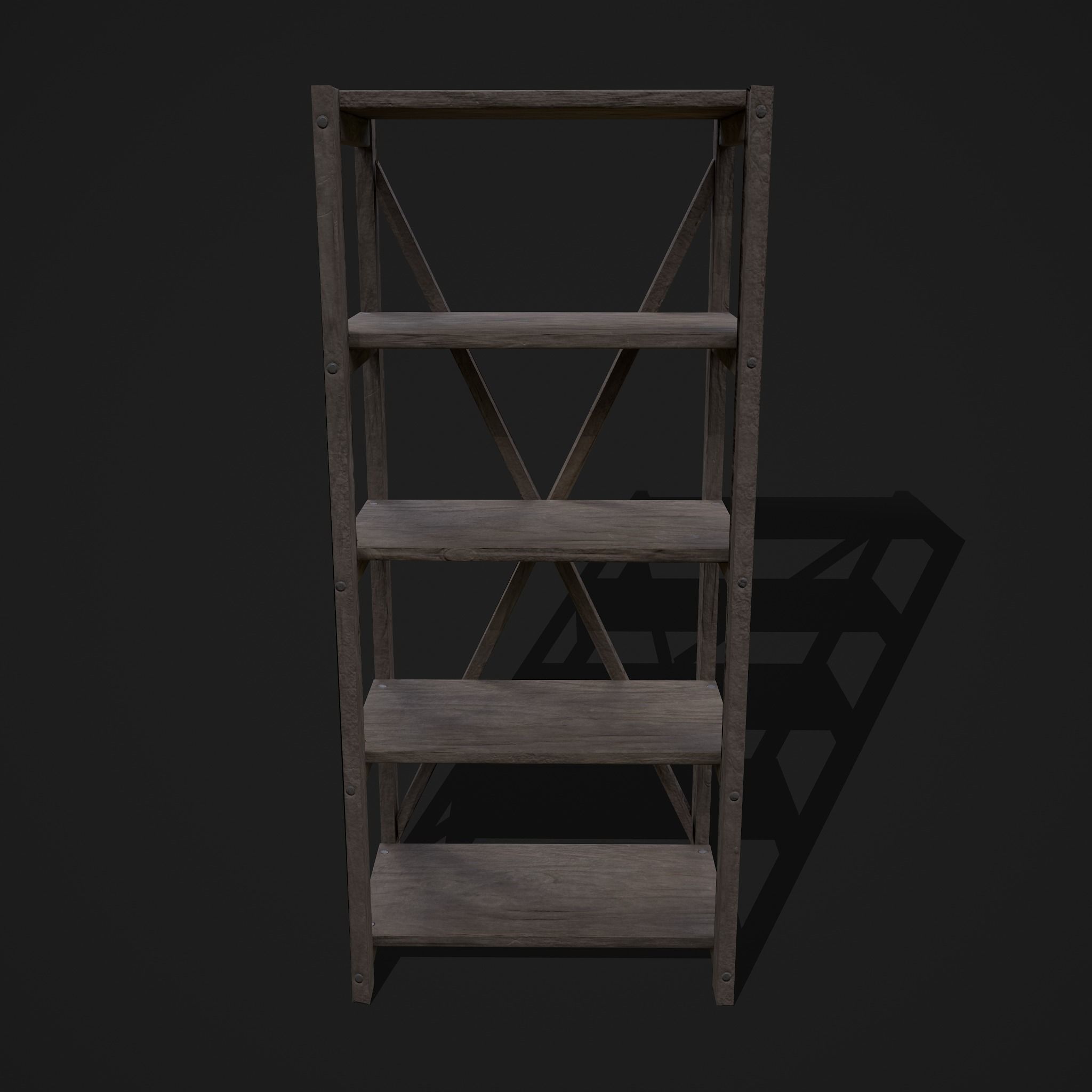Pottery Shelf Slim Low-poly 3D model_45
