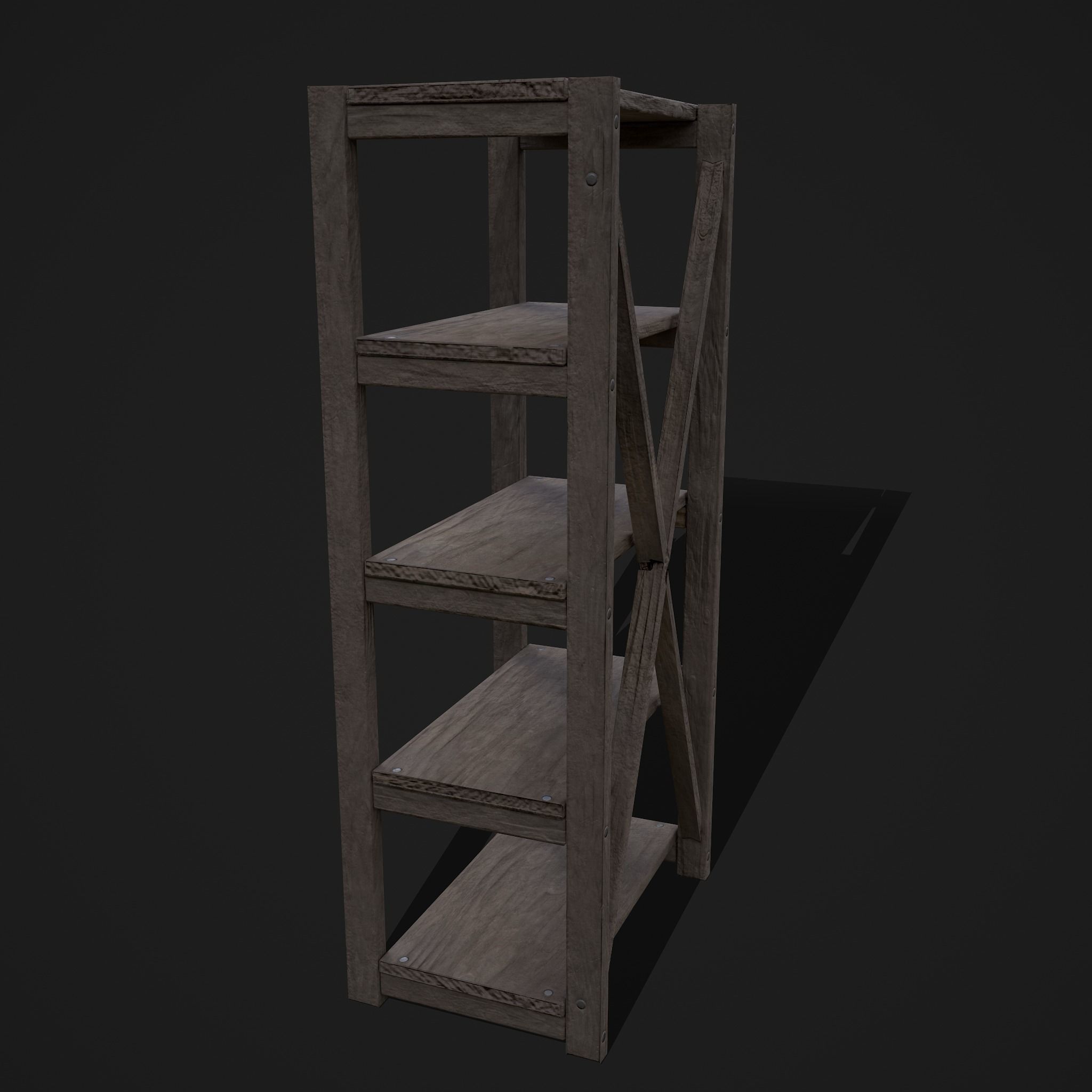 Pottery Shelf Slim Low-poly 3D model_16