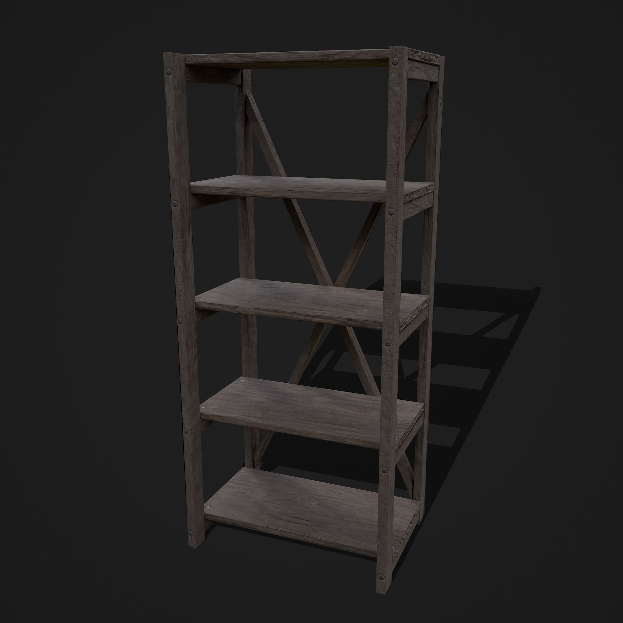 Pottery Shelf Slim Low-poly 3D model_44