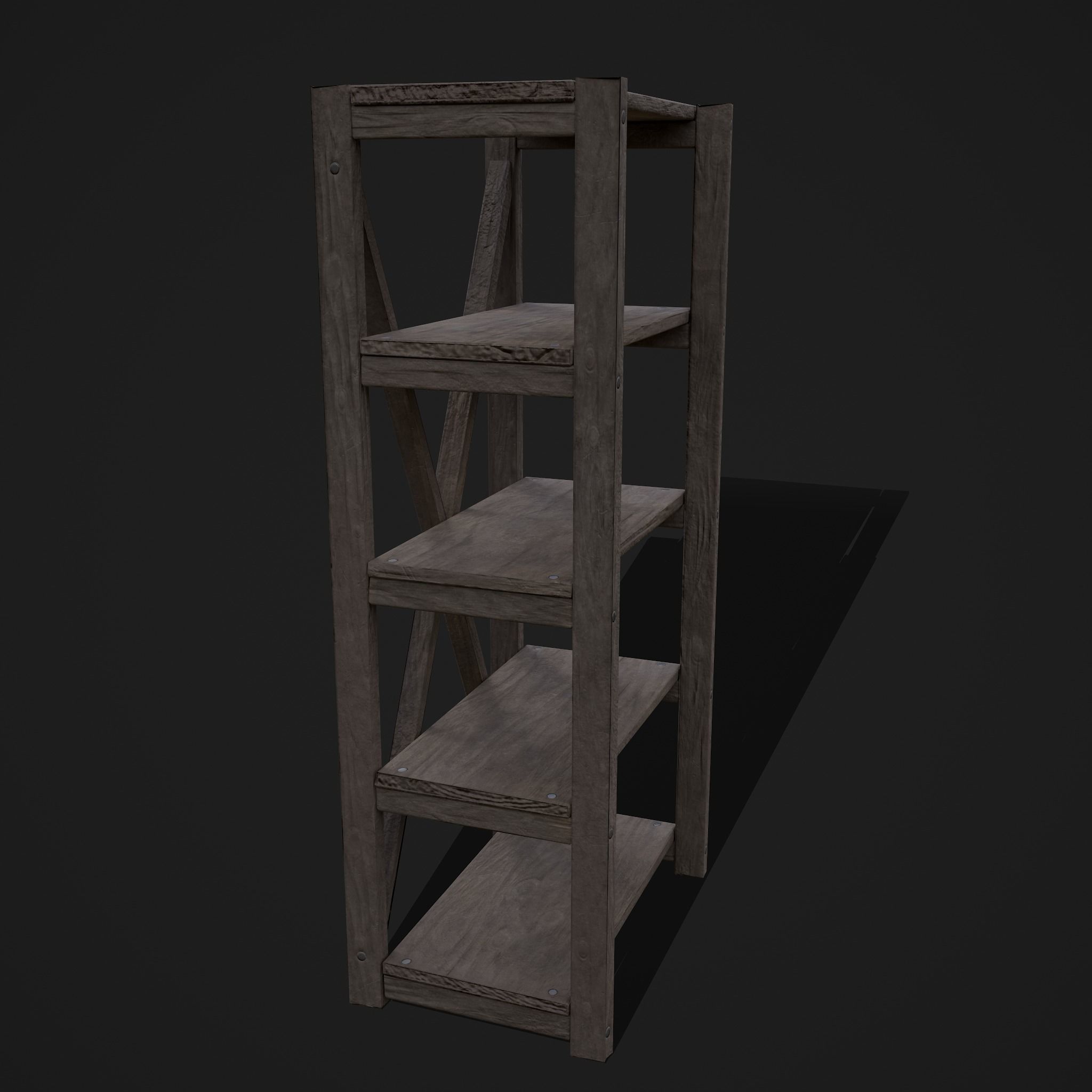 Pottery Shelf Slim Low-poly 3D model_6