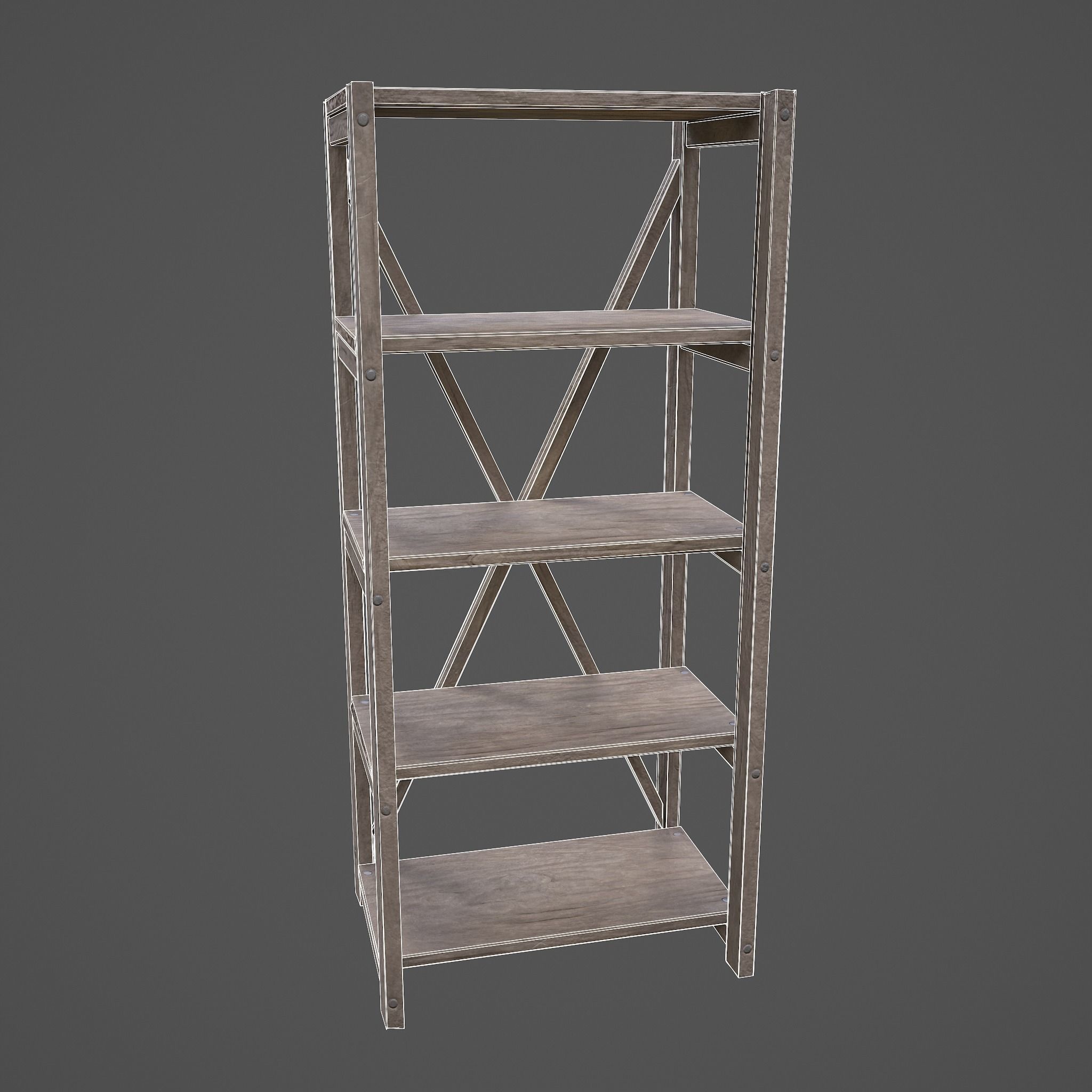 Pottery Shelf Slim Low-poly 3D model_24