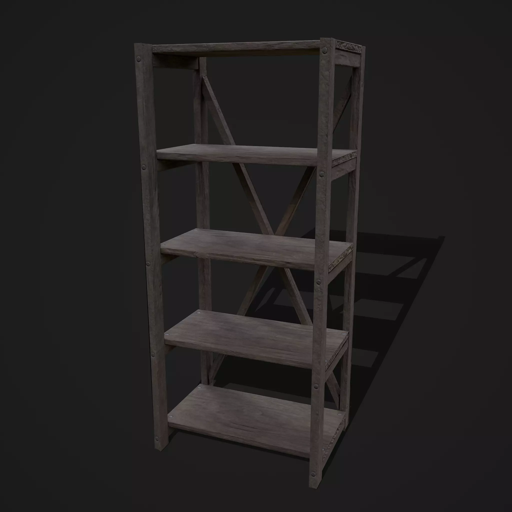 Pottery Shelf Slim Low-poly 3D model_0