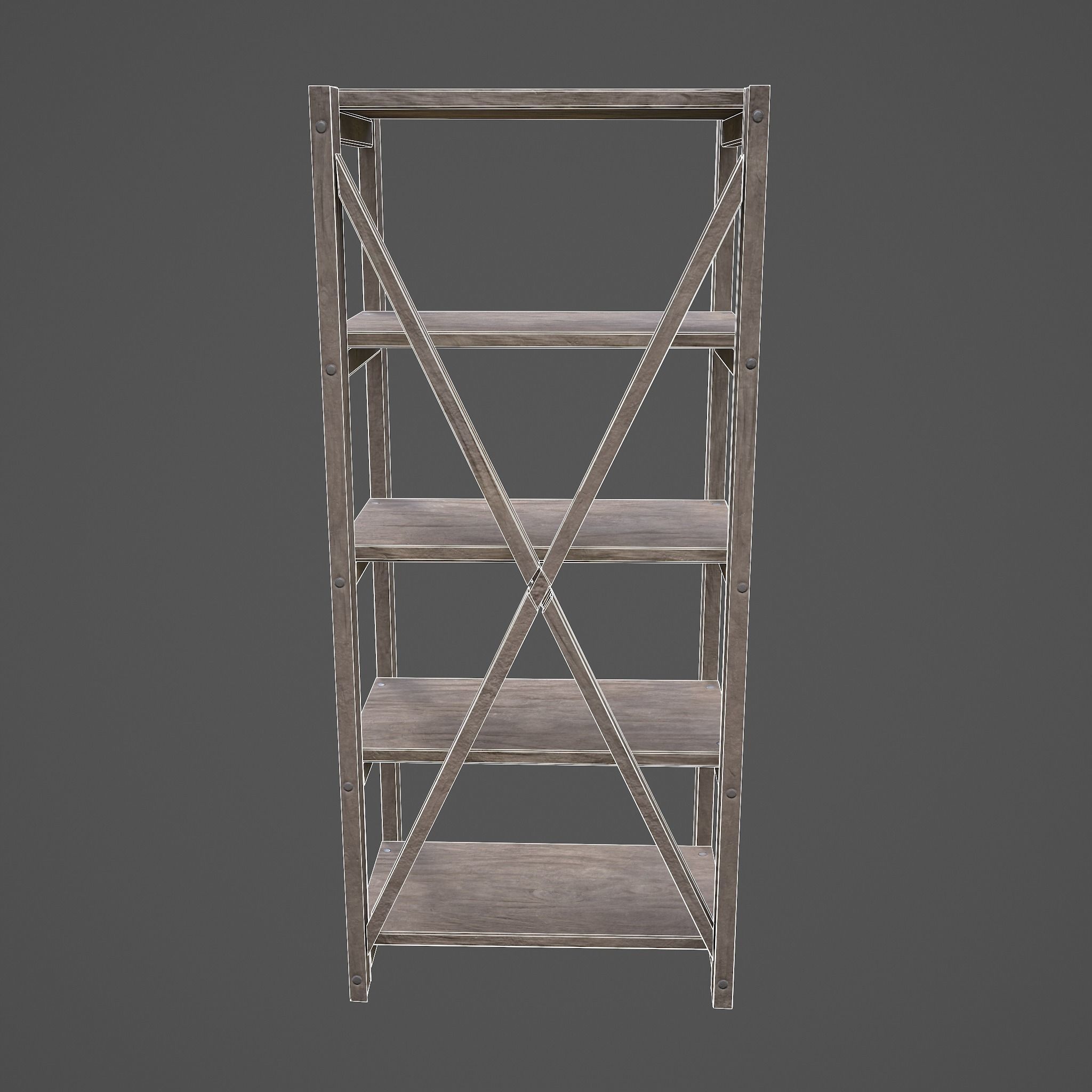 Pottery Shelf Slim Low-poly 3D model_33