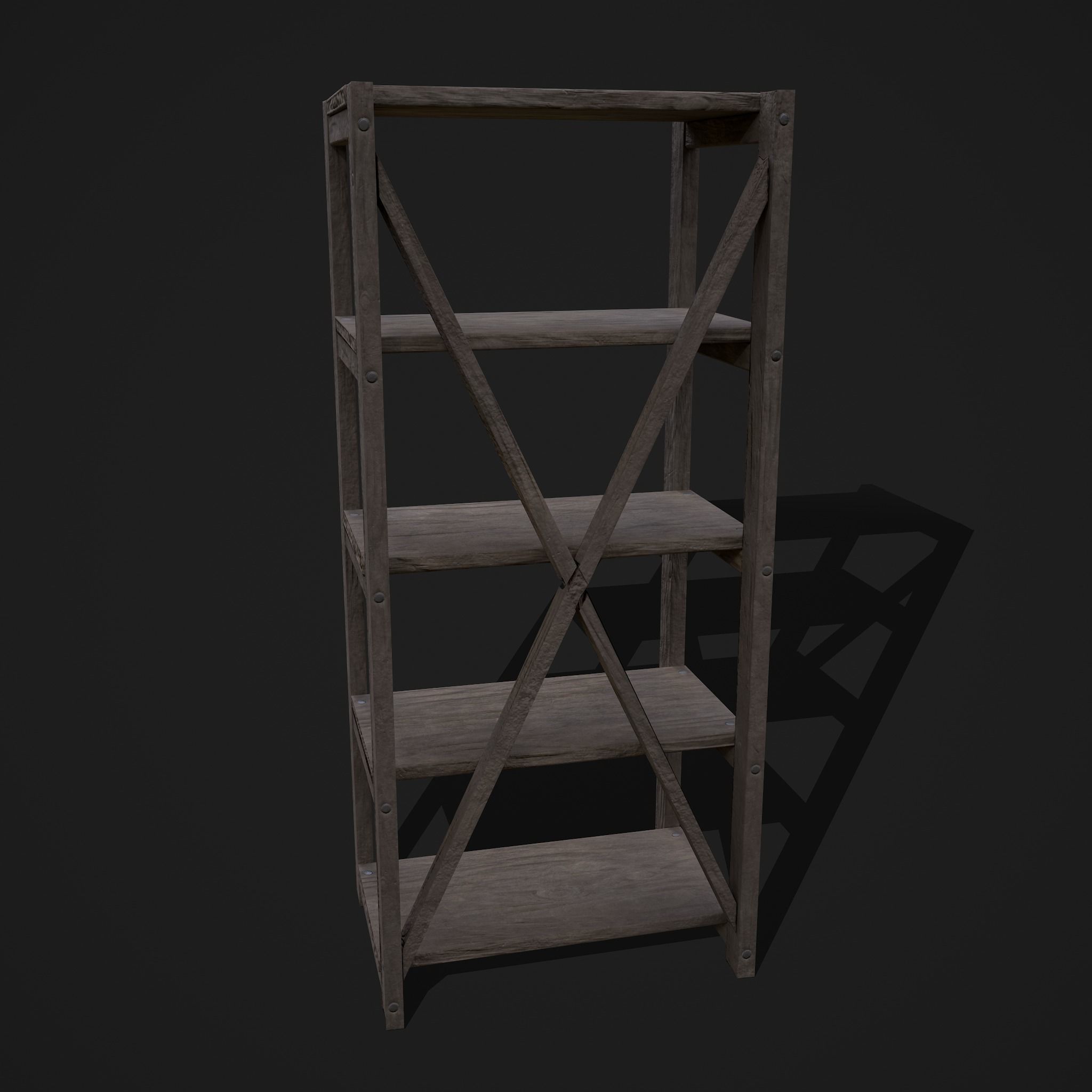 Pottery Shelf Slim Low-poly 3D model_13