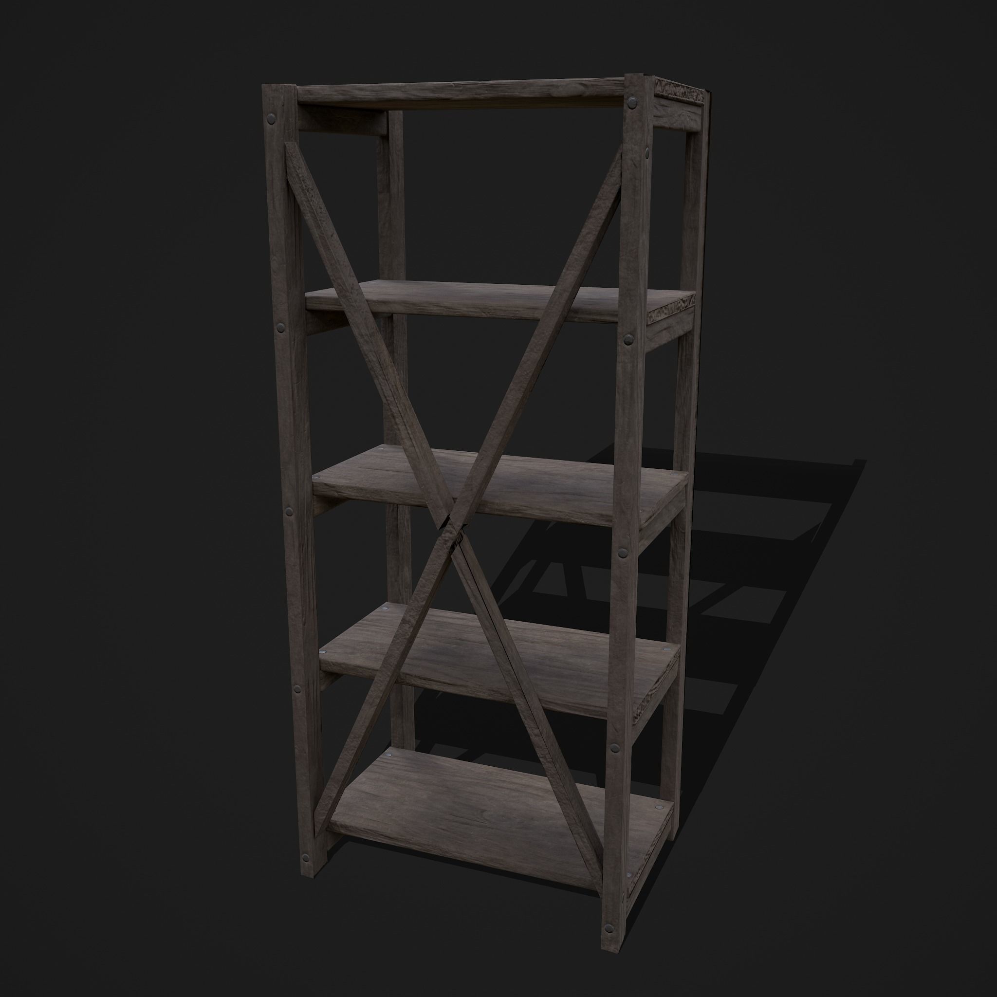 Pottery Shelf Slim Low-poly 3D model_11