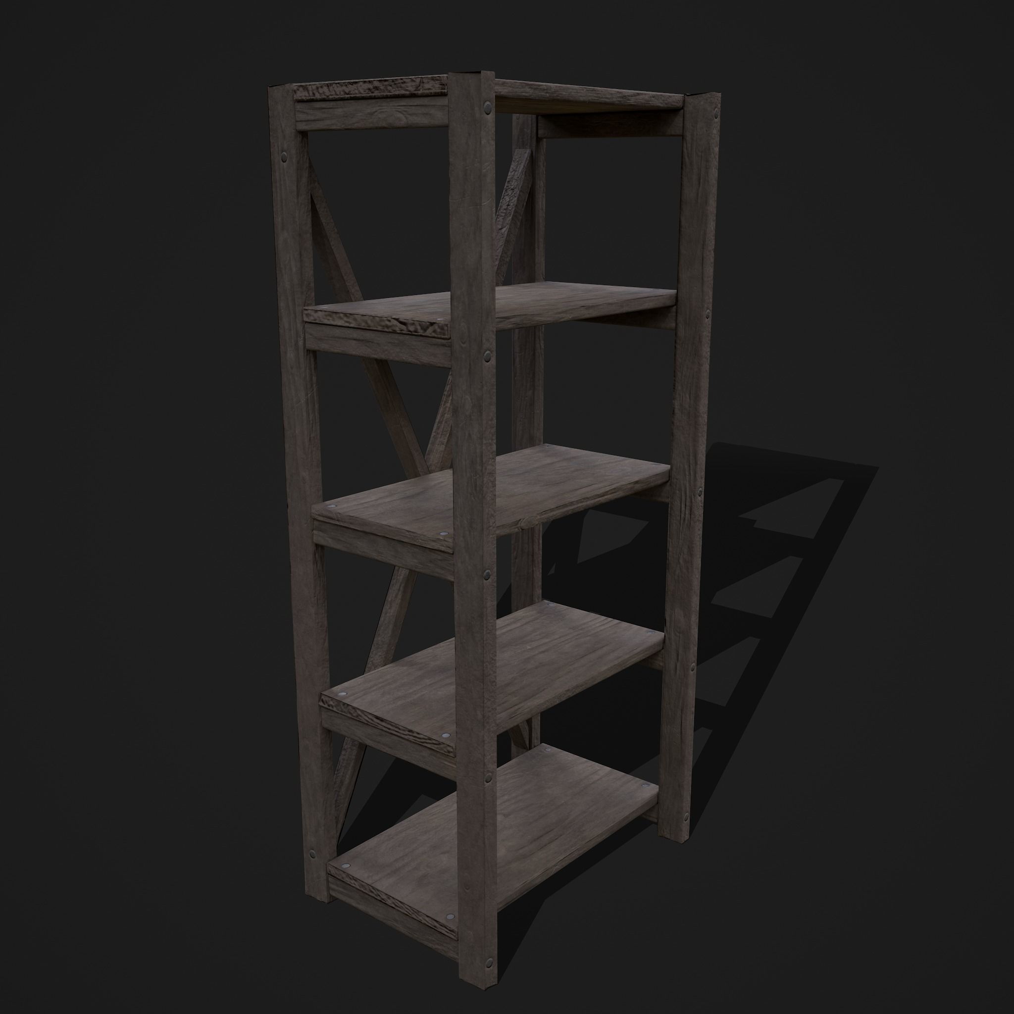 Pottery Shelf Slim Low-poly 3D model_5