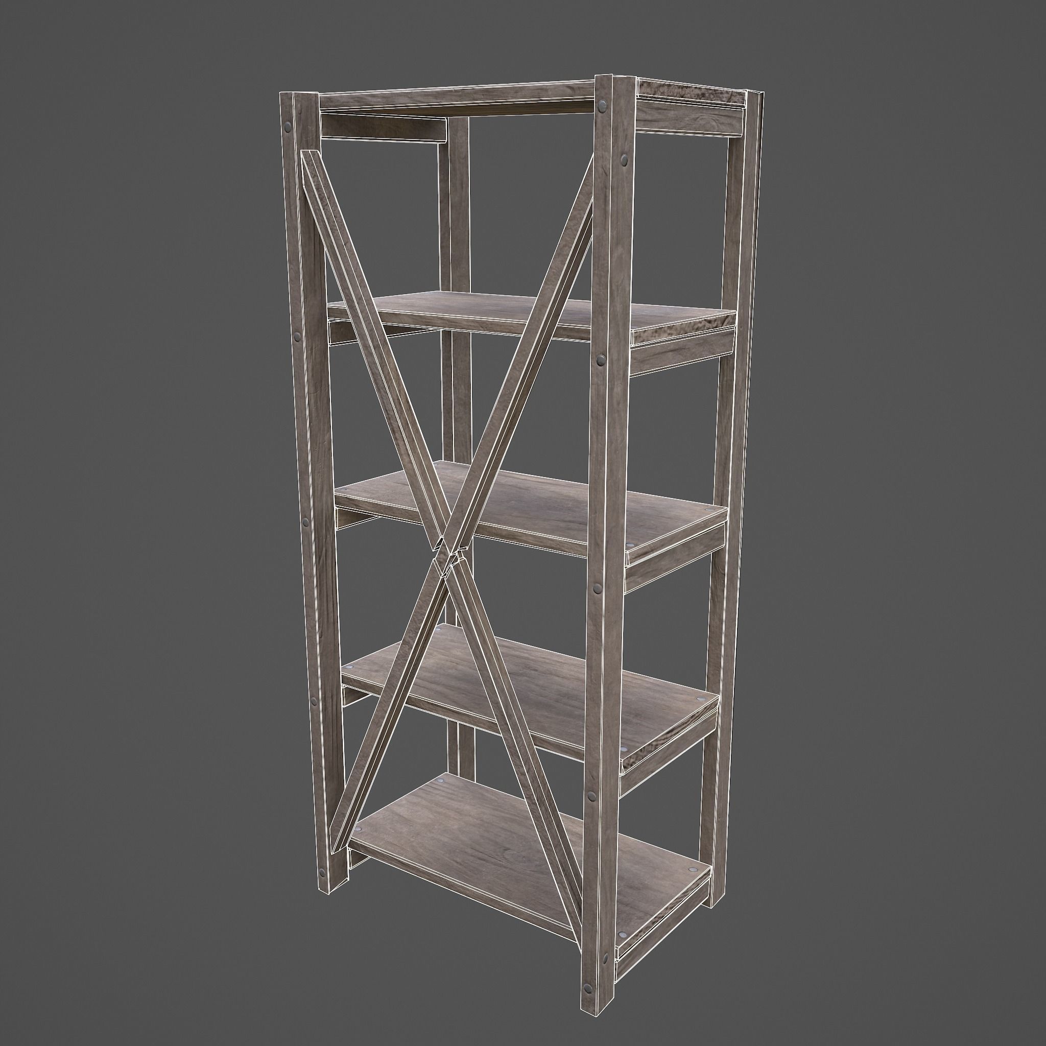Pottery Shelf Slim Low-poly 3D model_31