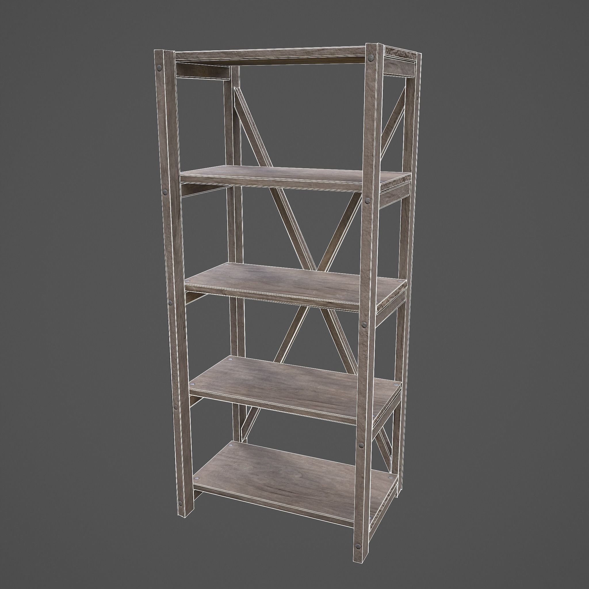 Pottery Shelf Slim Low-poly 3D model_22
