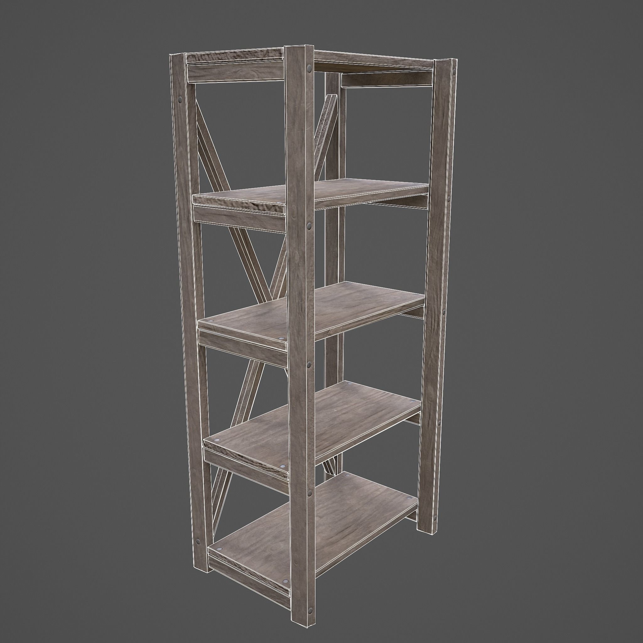 Pottery Shelf Slim Low-poly 3D model_26