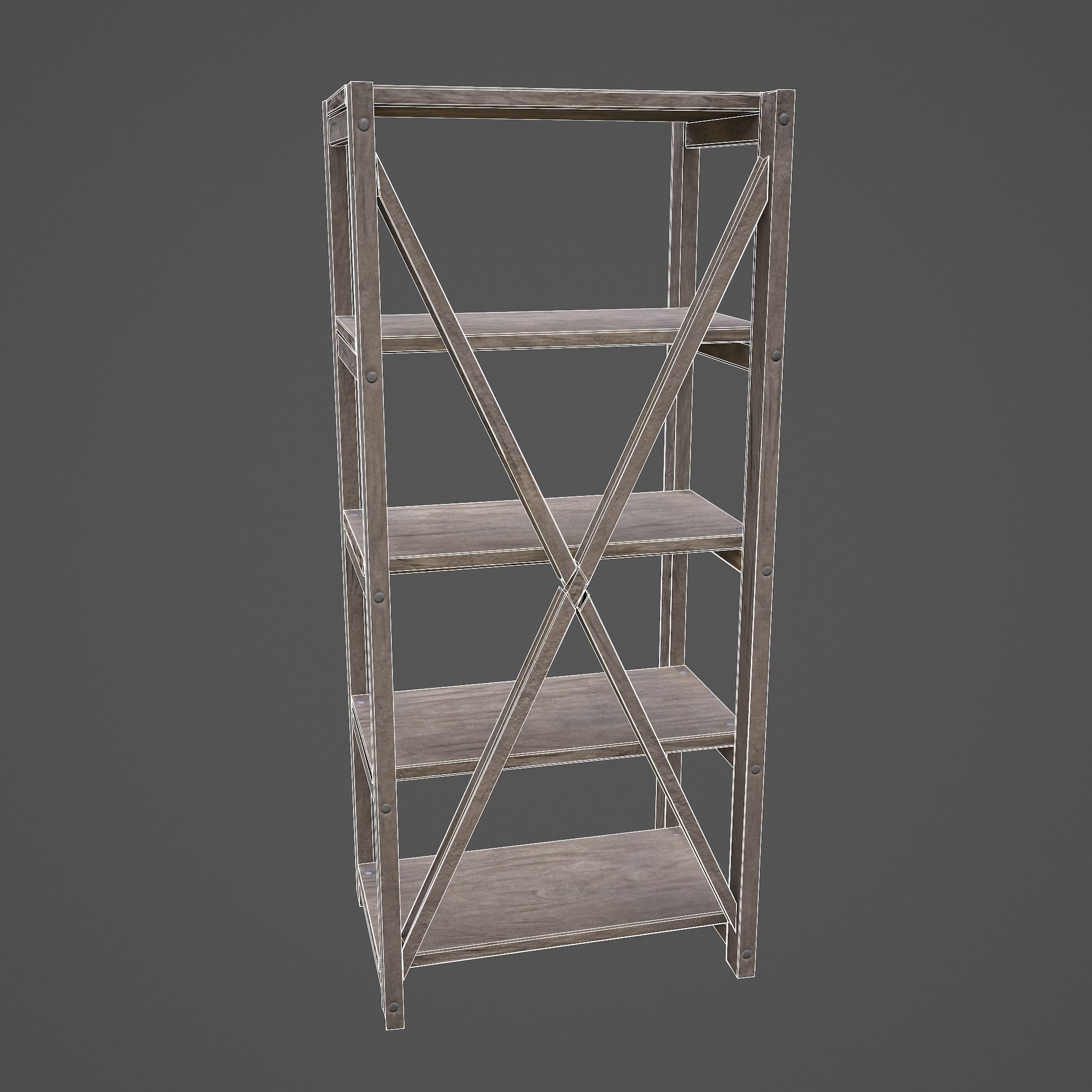 Pottery Shelf Slim Low-poly 3D model_34