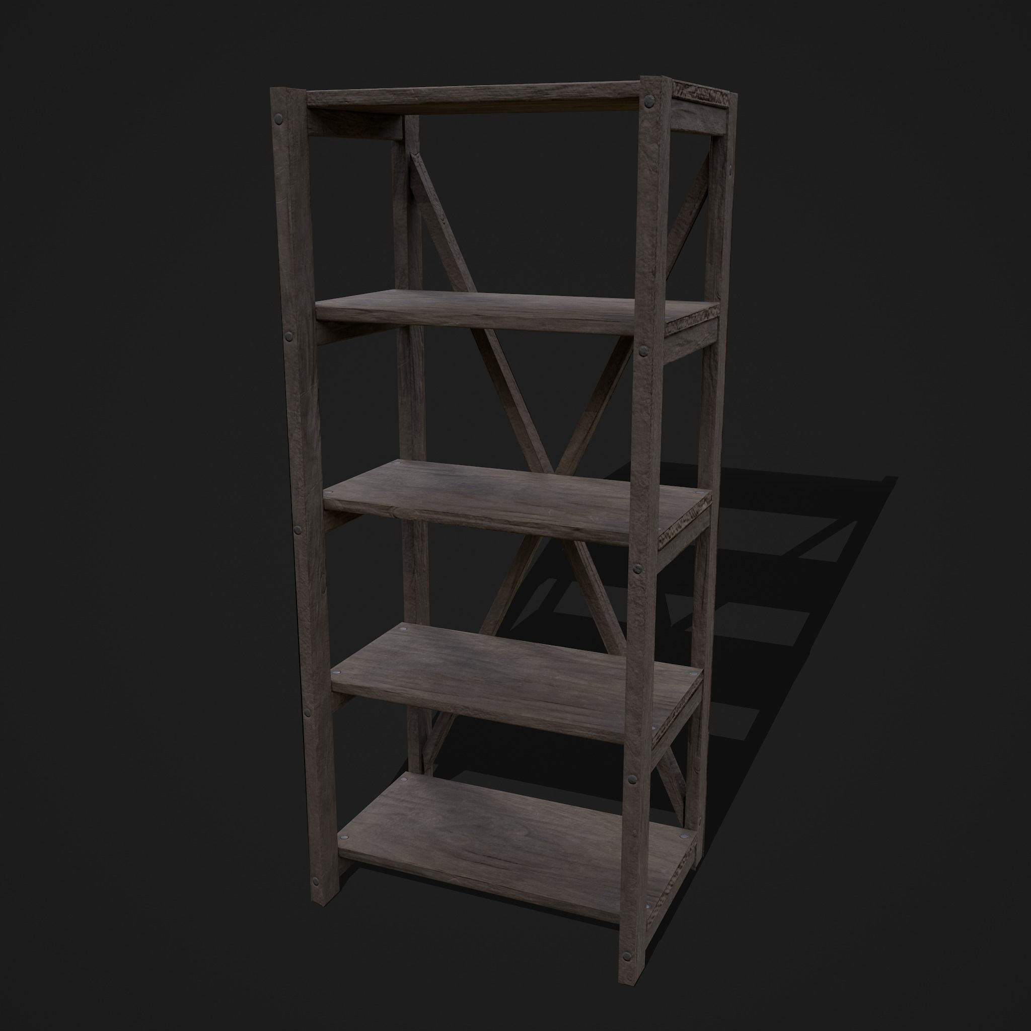 Pottery Shelf Slim Low-poly 3D model_21