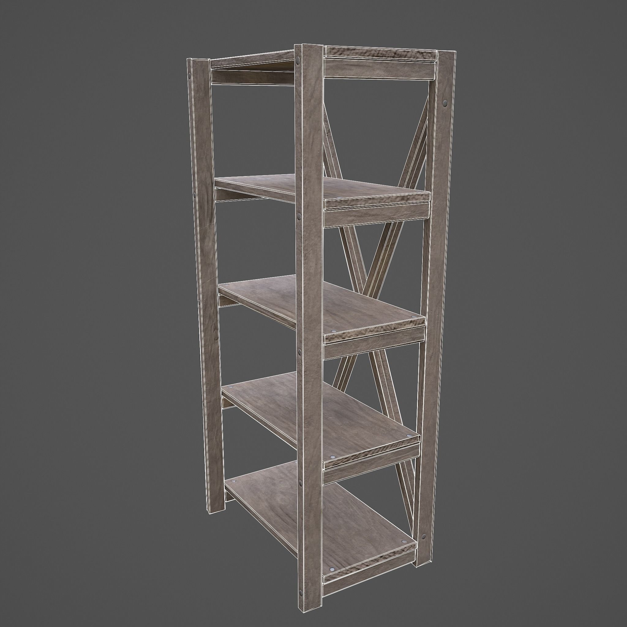 Pottery Shelf Slim Low-poly 3D model_40