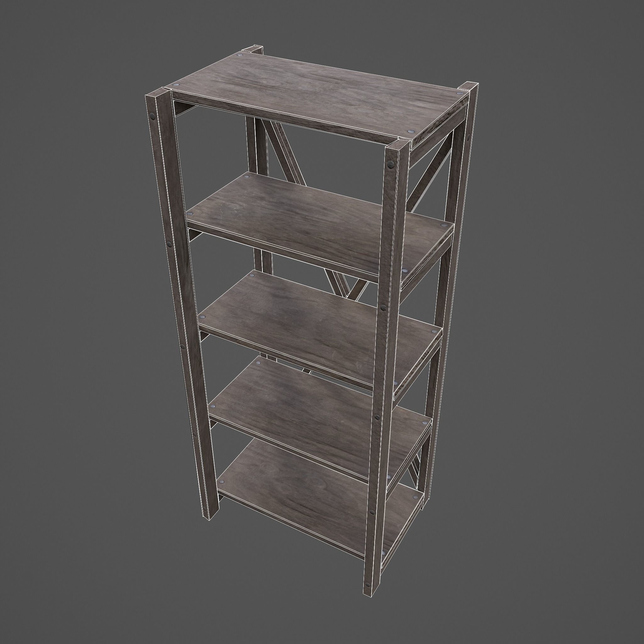 Pottery Shelf Slim Low-poly 3D model_43