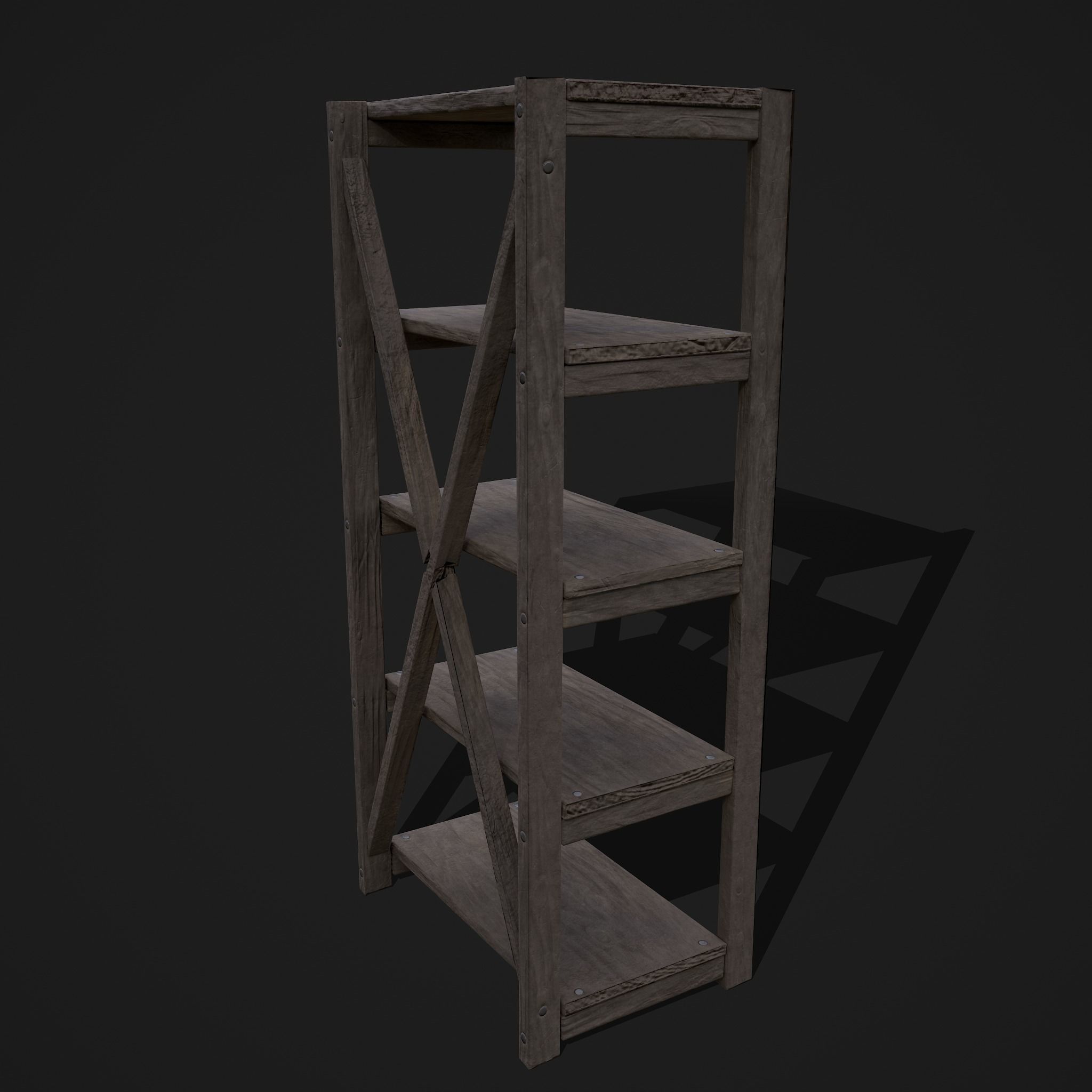 Pottery Shelf Slim Low-poly 3D model_9