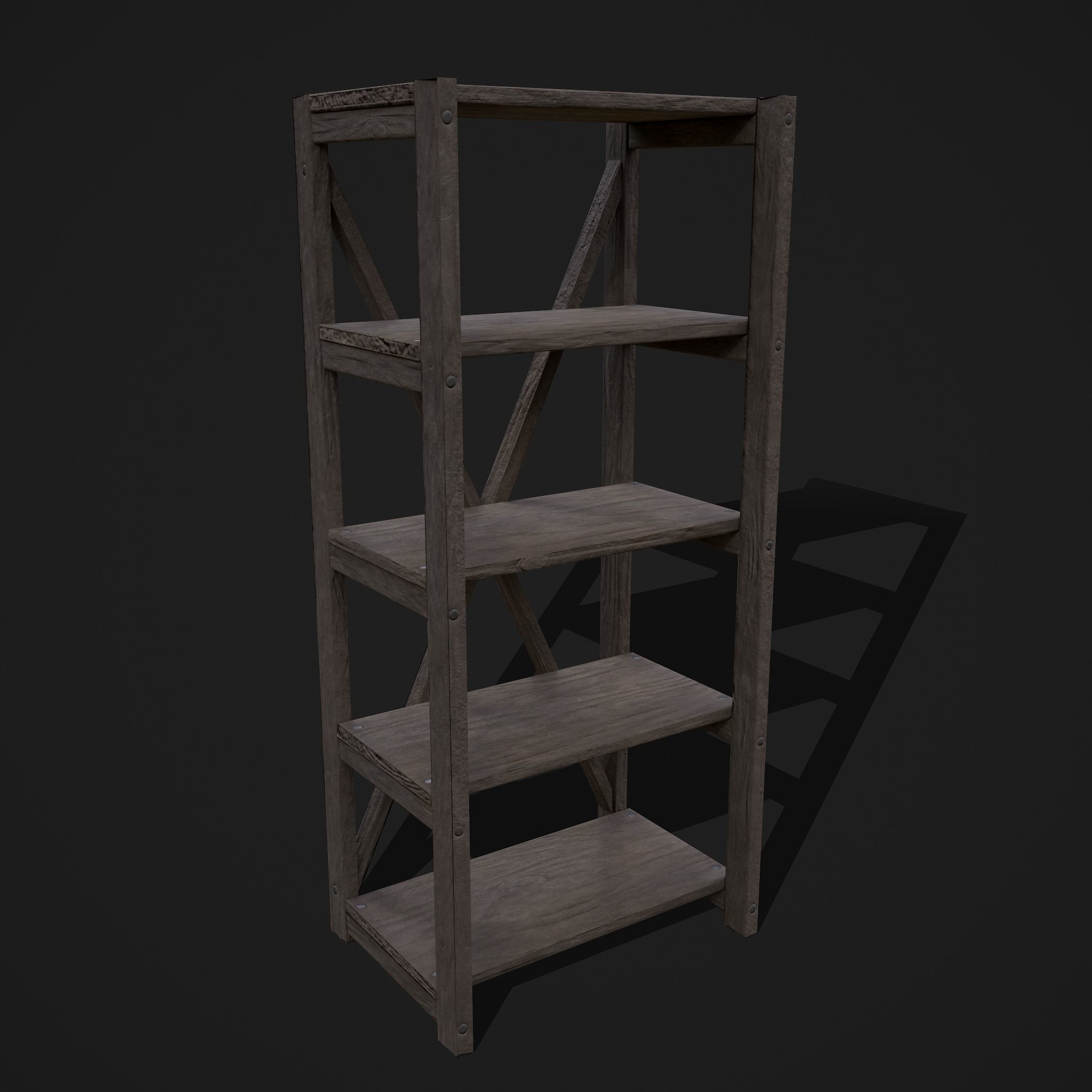 Pottery Shelf Slim Low-poly 3D model_4