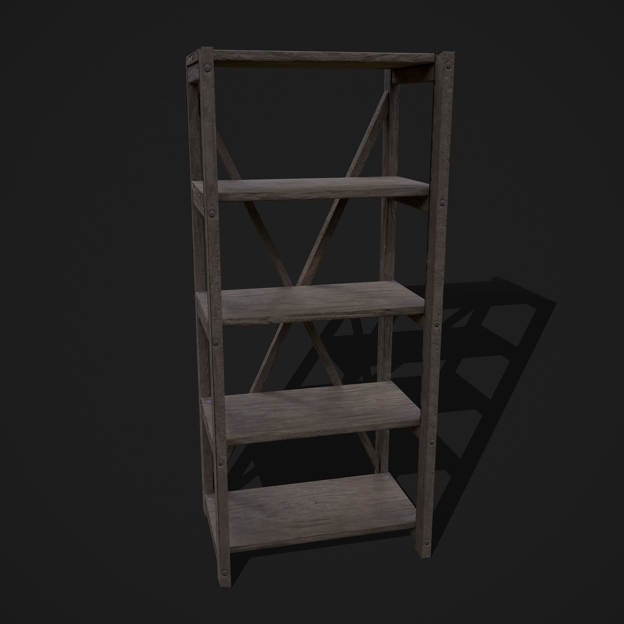 Pottery Shelf Slim Low-poly 3D model_46