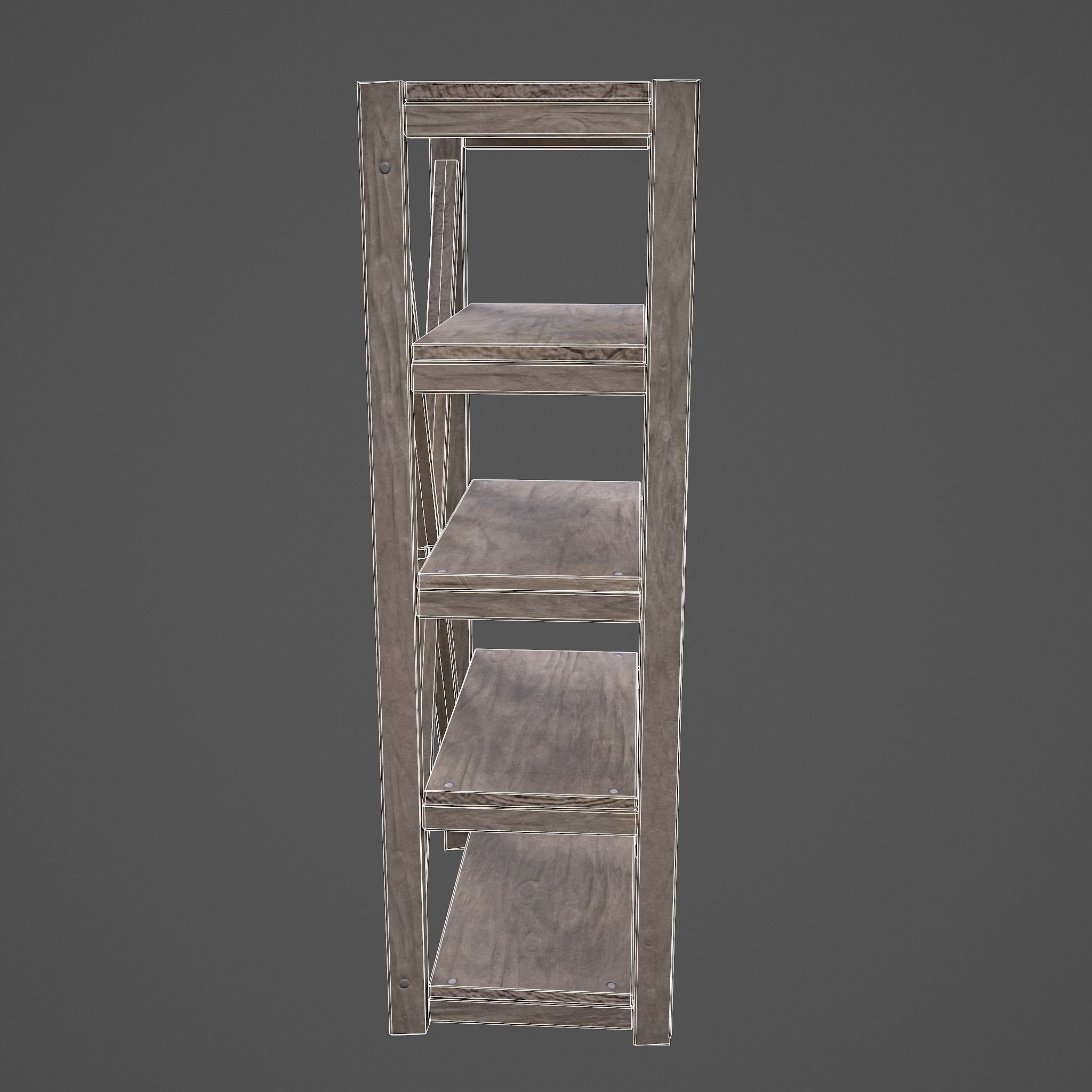 Pottery Shelf Slim Low-poly 3D model_28