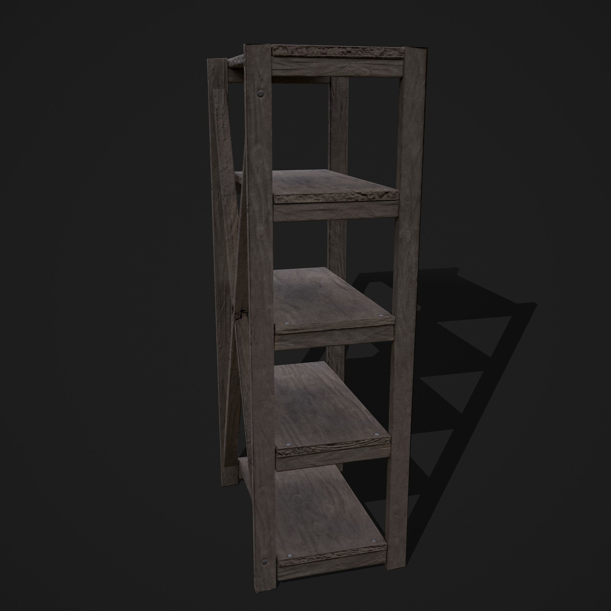 Pottery Shelf Slim Low-poly 3D model_8