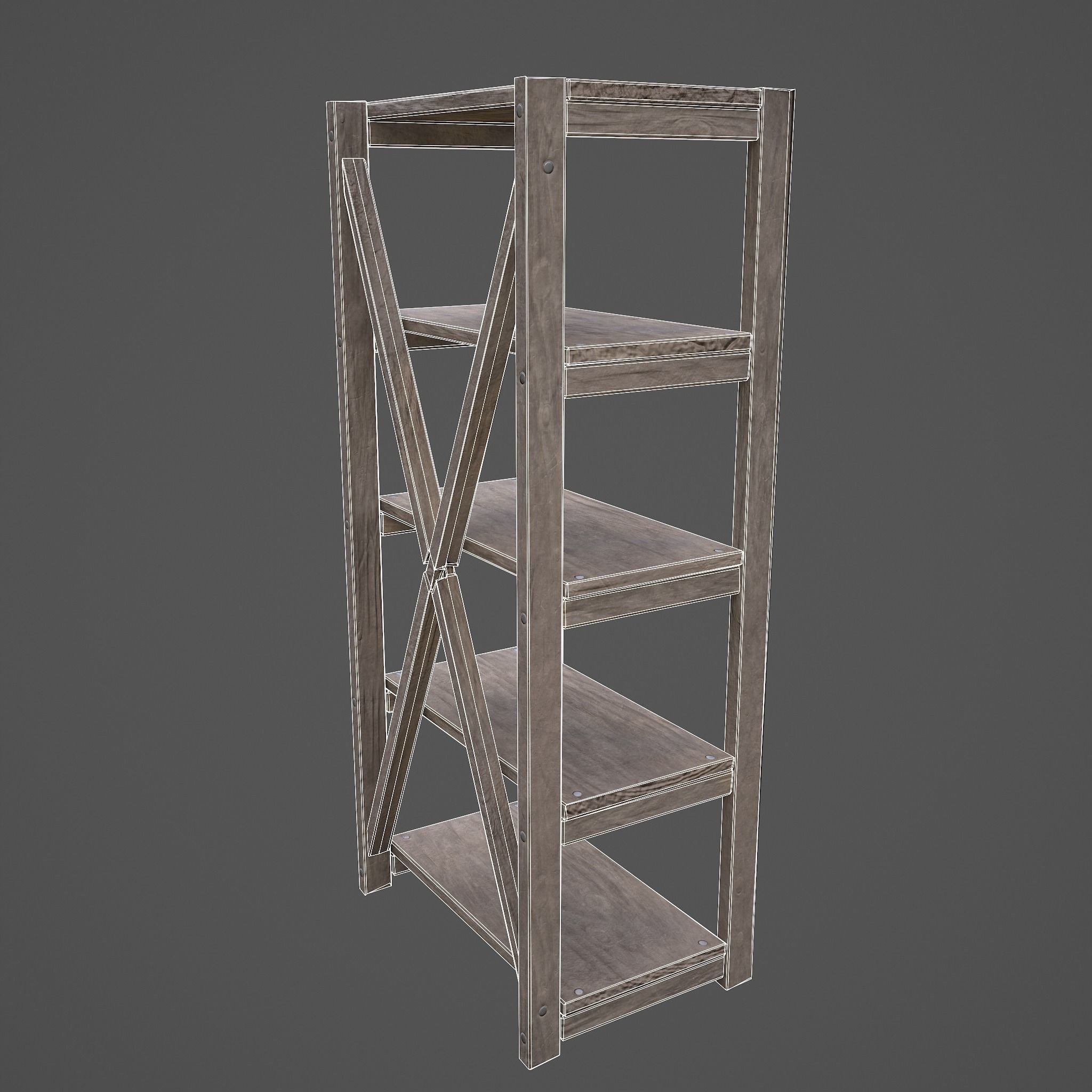 Pottery Shelf Slim Low-poly 3D model_30