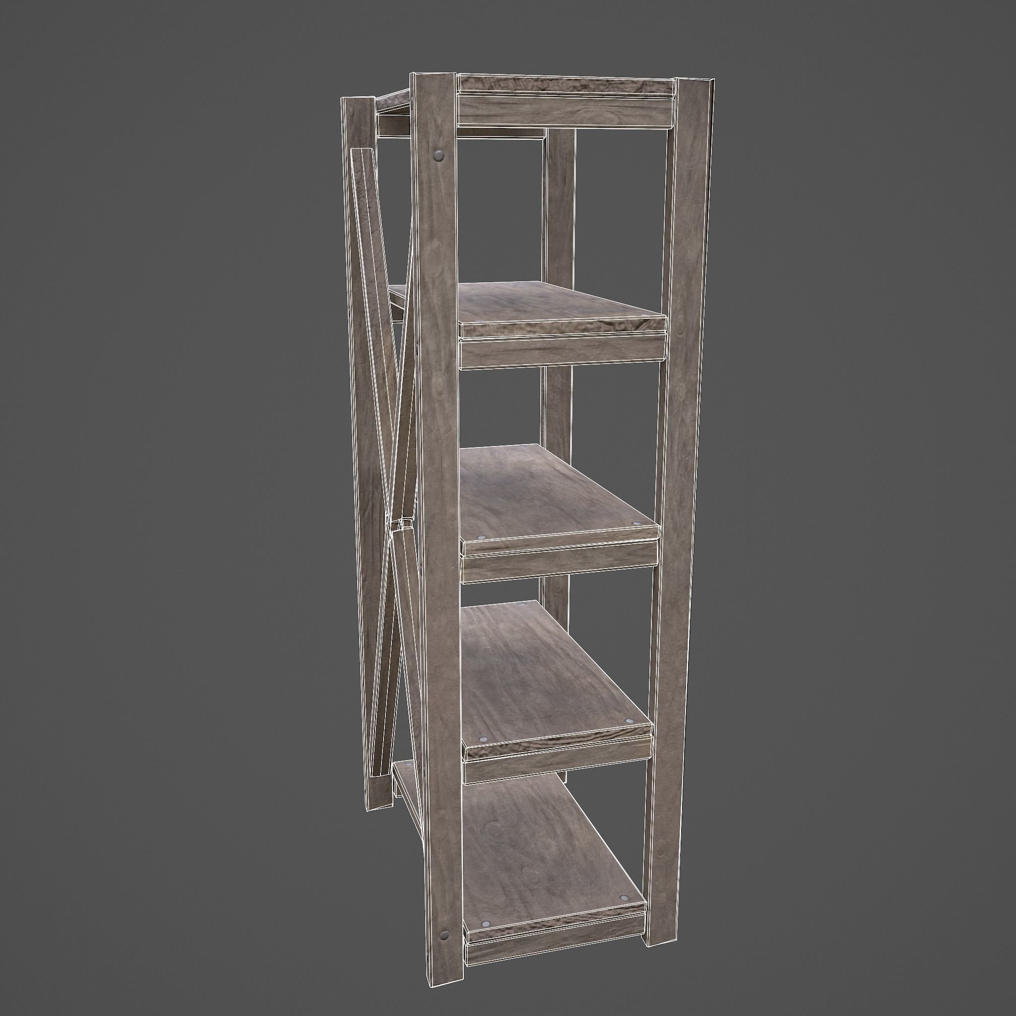 Pottery Shelf Slim Low-poly 3D model_29