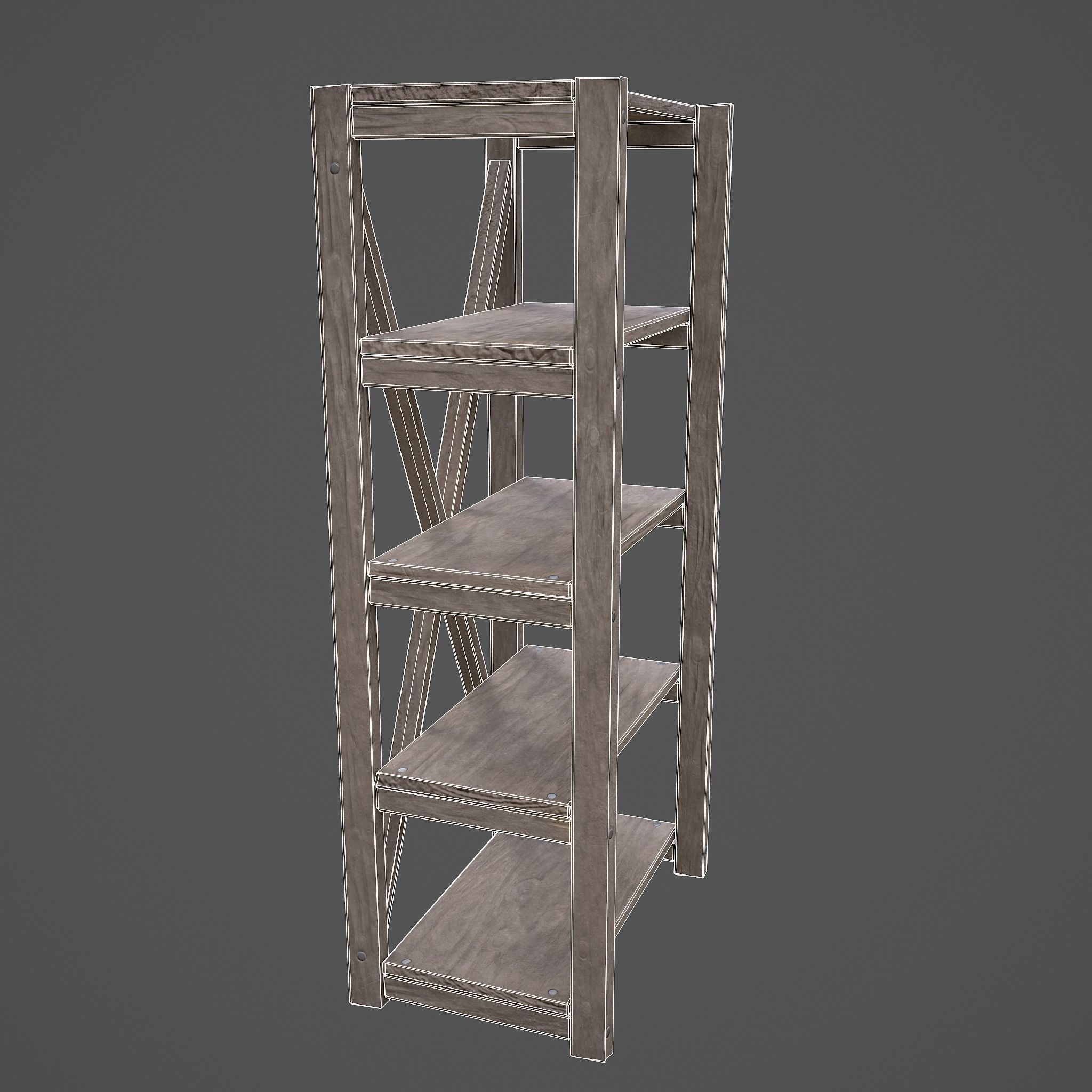 Pottery Shelf Slim Low-poly 3D model_27
